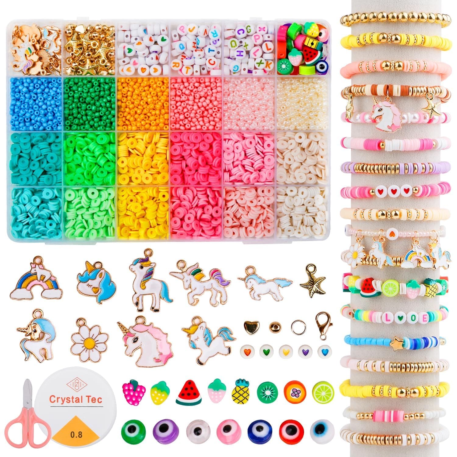 Satmarhz Unicorn Bracelet Making Kit for Girls, Jewellery Making Kit for Kids DIY Clay Bead Set Making, Toys for Girls Age 6-12 Years Old