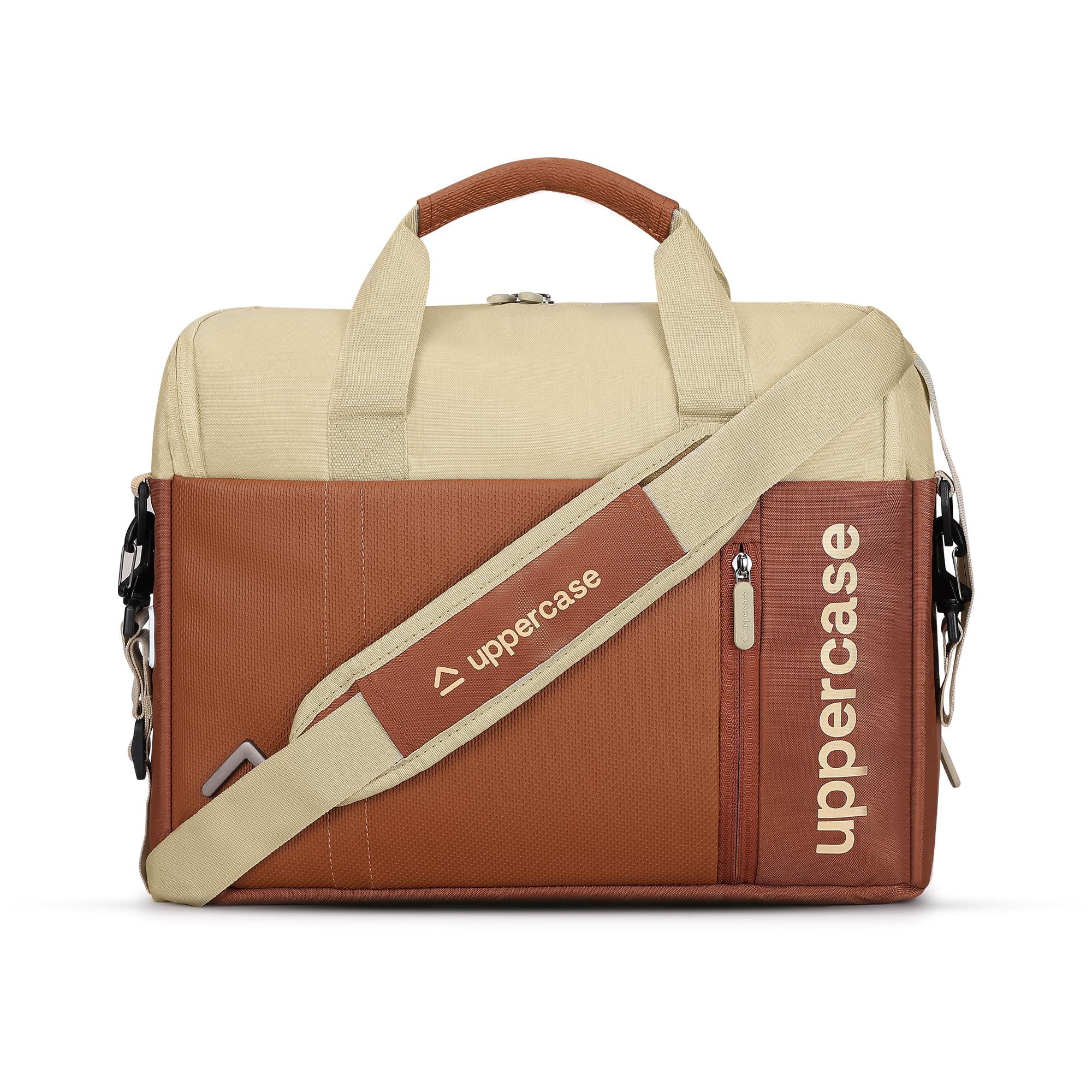 uppercase 14L Omega 02 Professional Laptop Messenger Bag | upto 15.6''| 3x More Water Resistant| Tablet Compartment| Multiple Organisers|Office Bag for Men & Women (Tan)