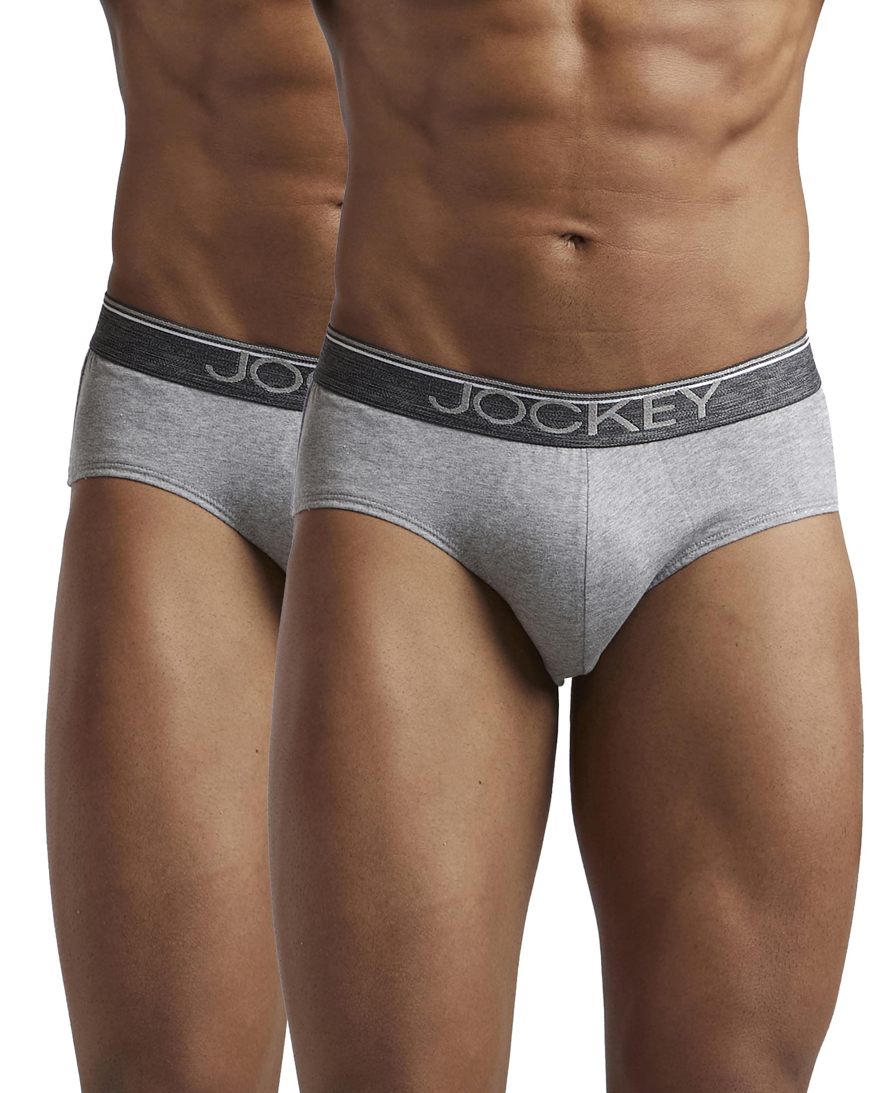 Jockey Men's Super Combed Cotton Briefs with Ultrasoft and Durable waistband (Pack of 2) 8037_Grey Melange_M