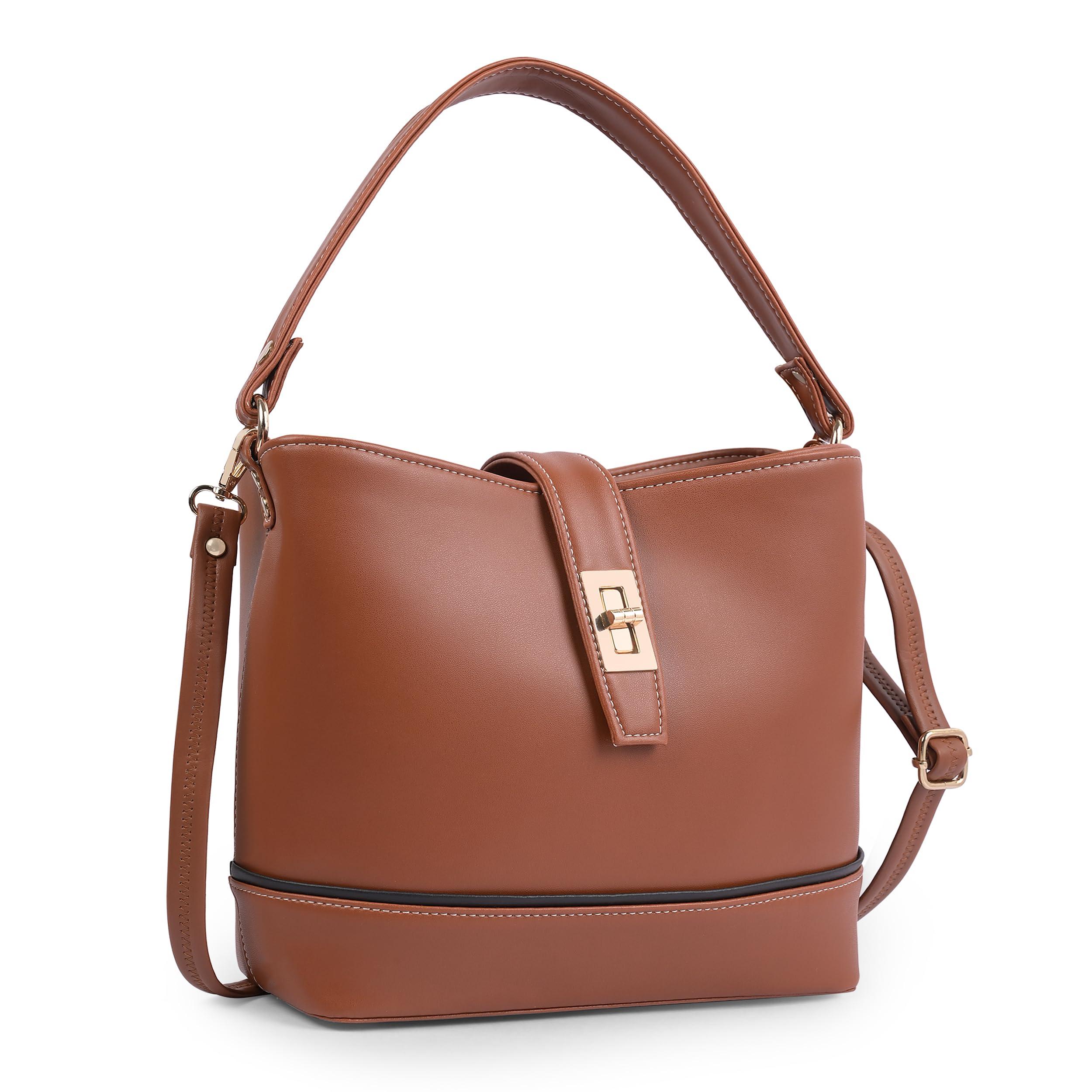 ADISA Women's Girls Bucket Cross Body Bag with Sling (SL5139) (Tan)