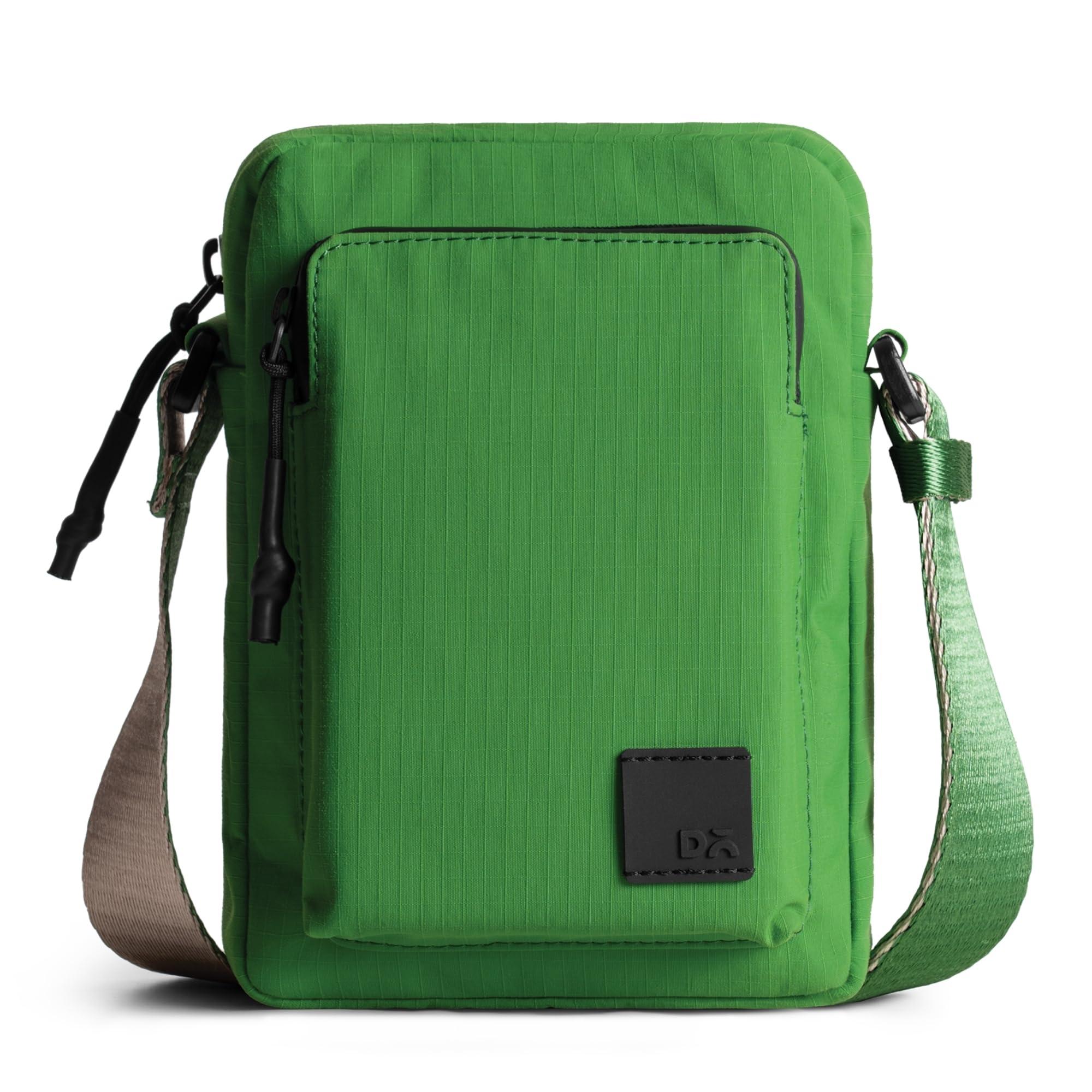 DailyObjects Pivot Travel Sling Bag for Men and Women|Adjustable Shoulder Strap|Recycled Lightweight Material|Water Repellent|Zippered Main Compartment|Slip Pockets| For Daily Use & Travel (Green)