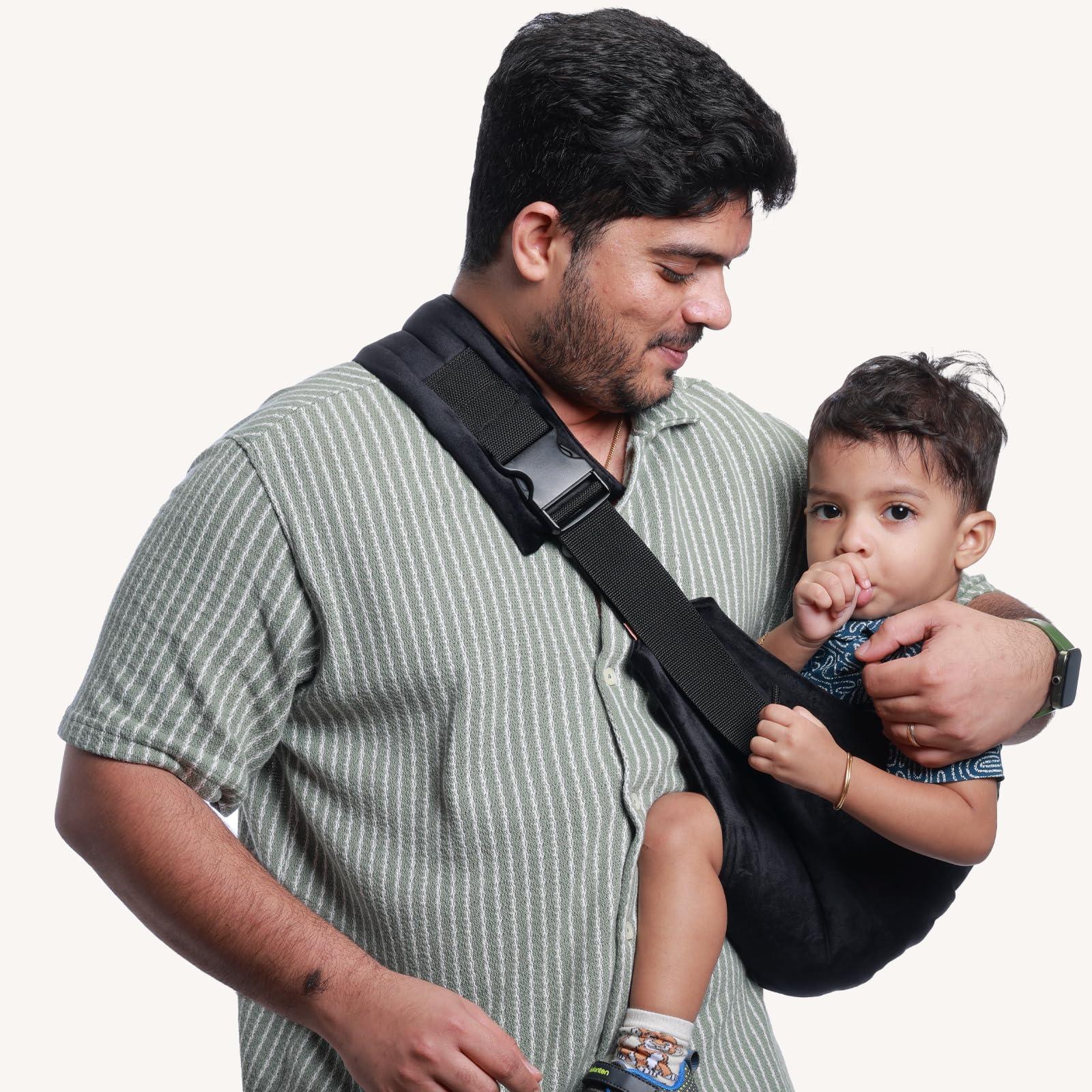 Snugs Ergonomic Baby Carrier | Luxe Edition | Toddler carrier | Sling carrier | Breathable and Lightweight Fabric | Adjustable Straps | Suitable for 8 Months to 4 Years | Supports Up to 20 Kg (Jet Black)
