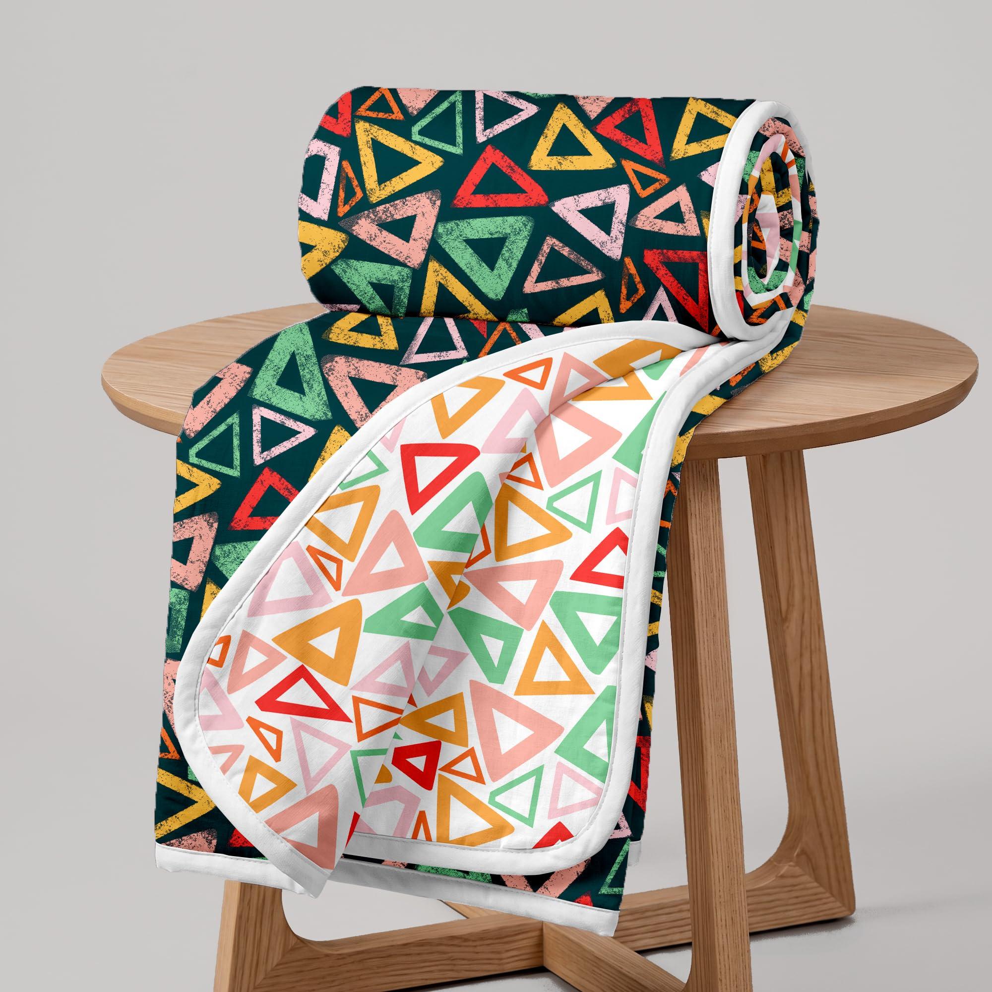 Divine Casa 120 GSM Microfiber Reversible Double Bed Dohar | Soft & Lightweight AC Blanket for All Seasons | Size 220 x 205 cm | Geometric | Midnight Multicolor
