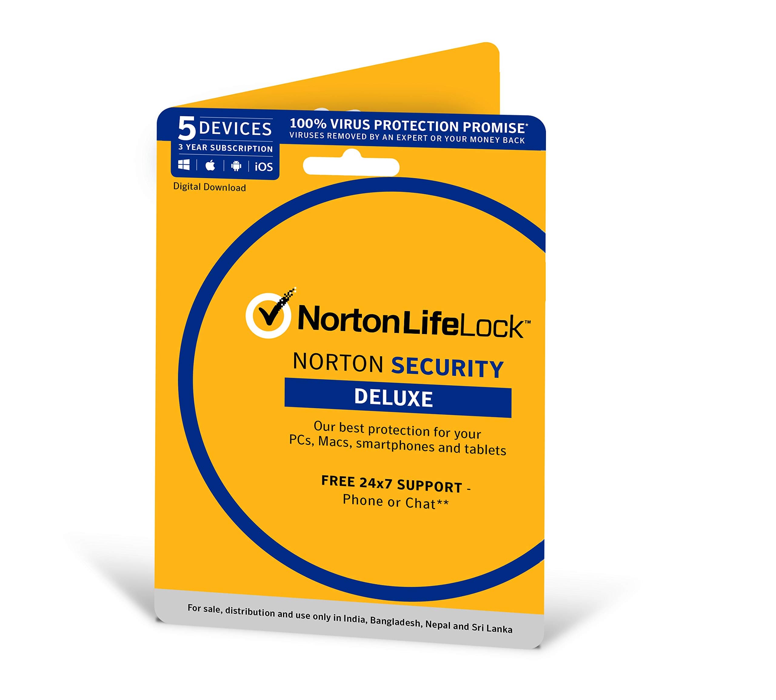 Norton Security Deluxe - 5 Devices - 3 Year, Includes Advanced AI Scam Protection, (Total Security For PC, Mac, Android, IOS)