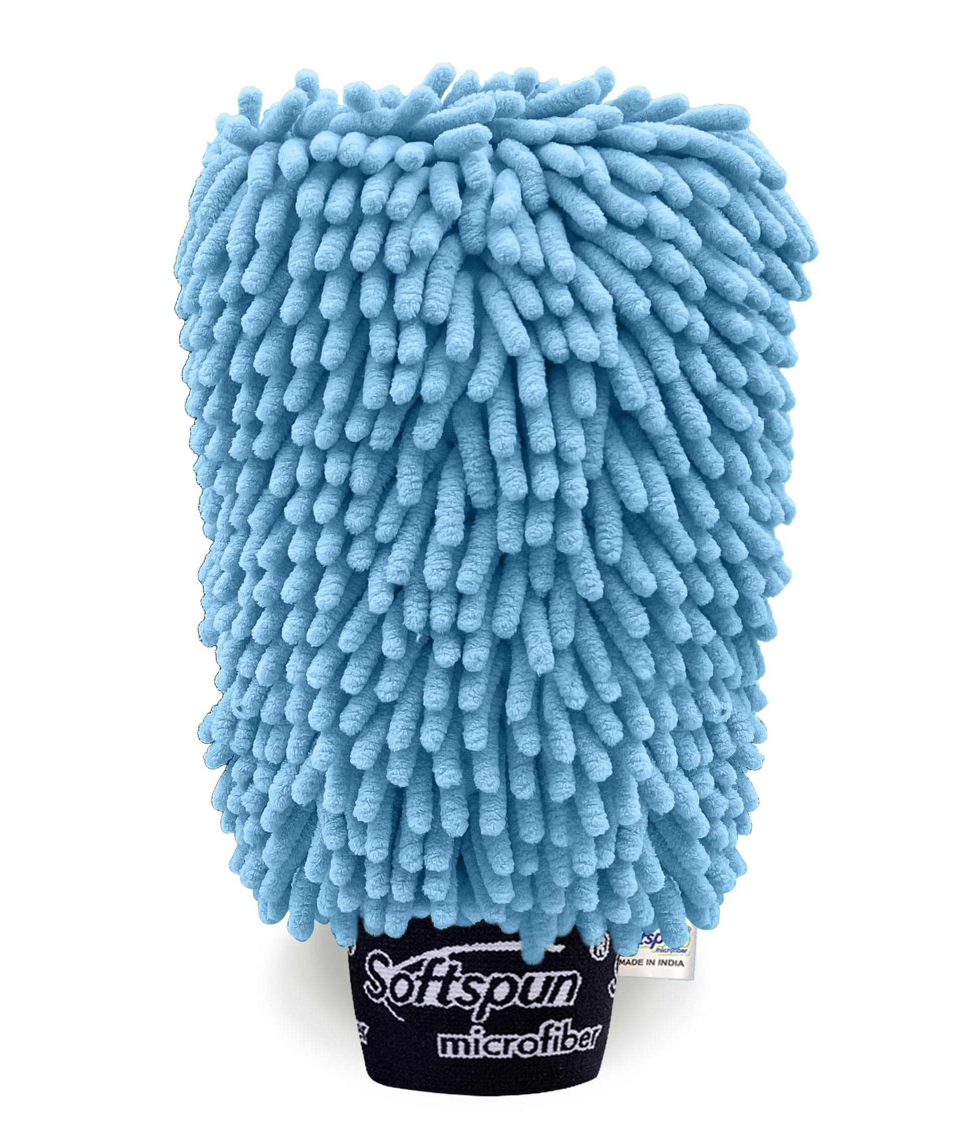 SOFTSPUN Microfiber Double Side Chenille Mitt, 1 Piece Set 1700 GSM Sky Blue Multi-Purpose Super Absorbent and Perfect Wash Clean with Lint-Scratch Free Cars, Window, Kitchen, Home Dusting!