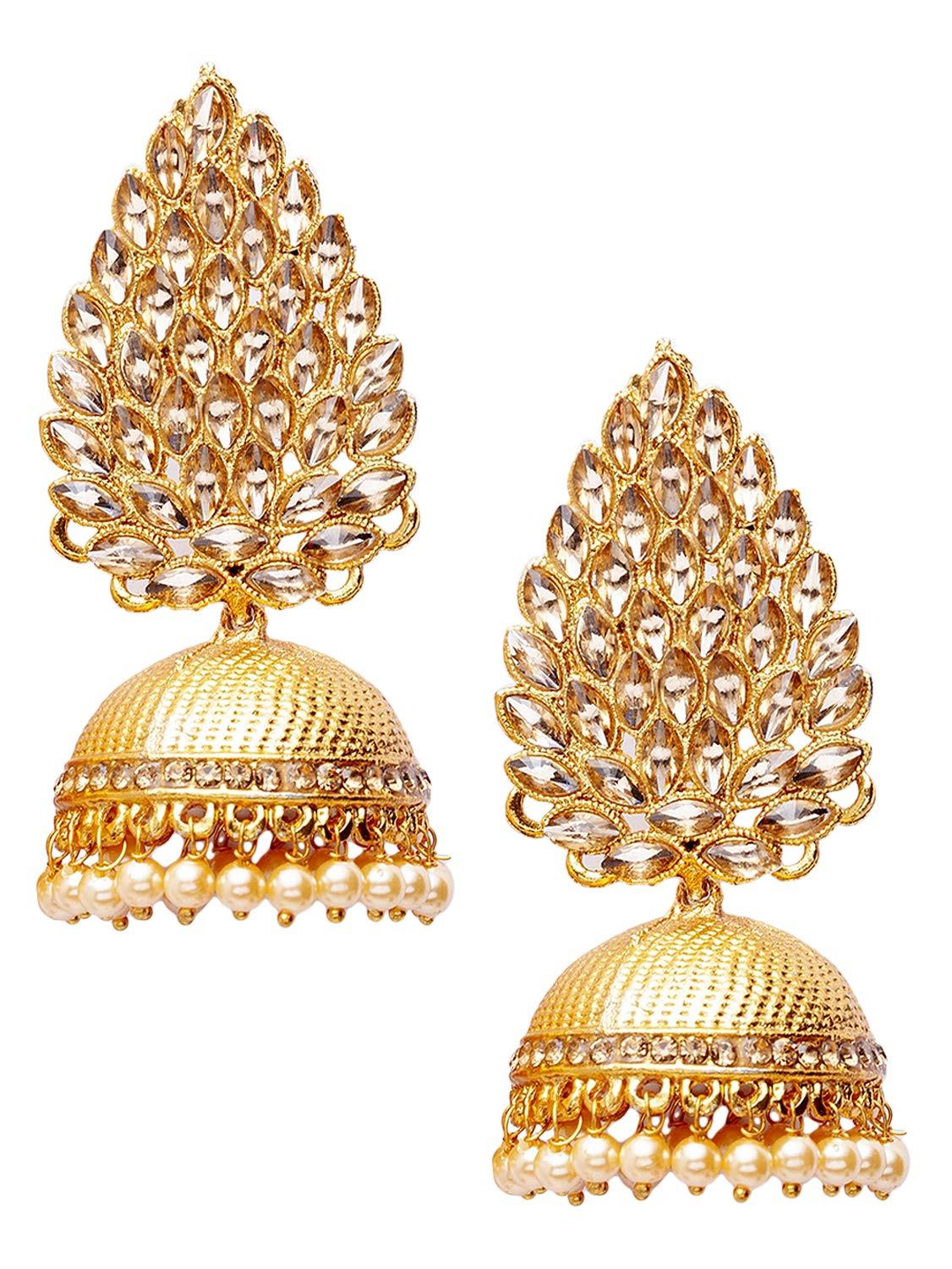 Shining Diva Traditional Design Stylish Pearl Jhumka Jhumki Earrings For Women (11028er)