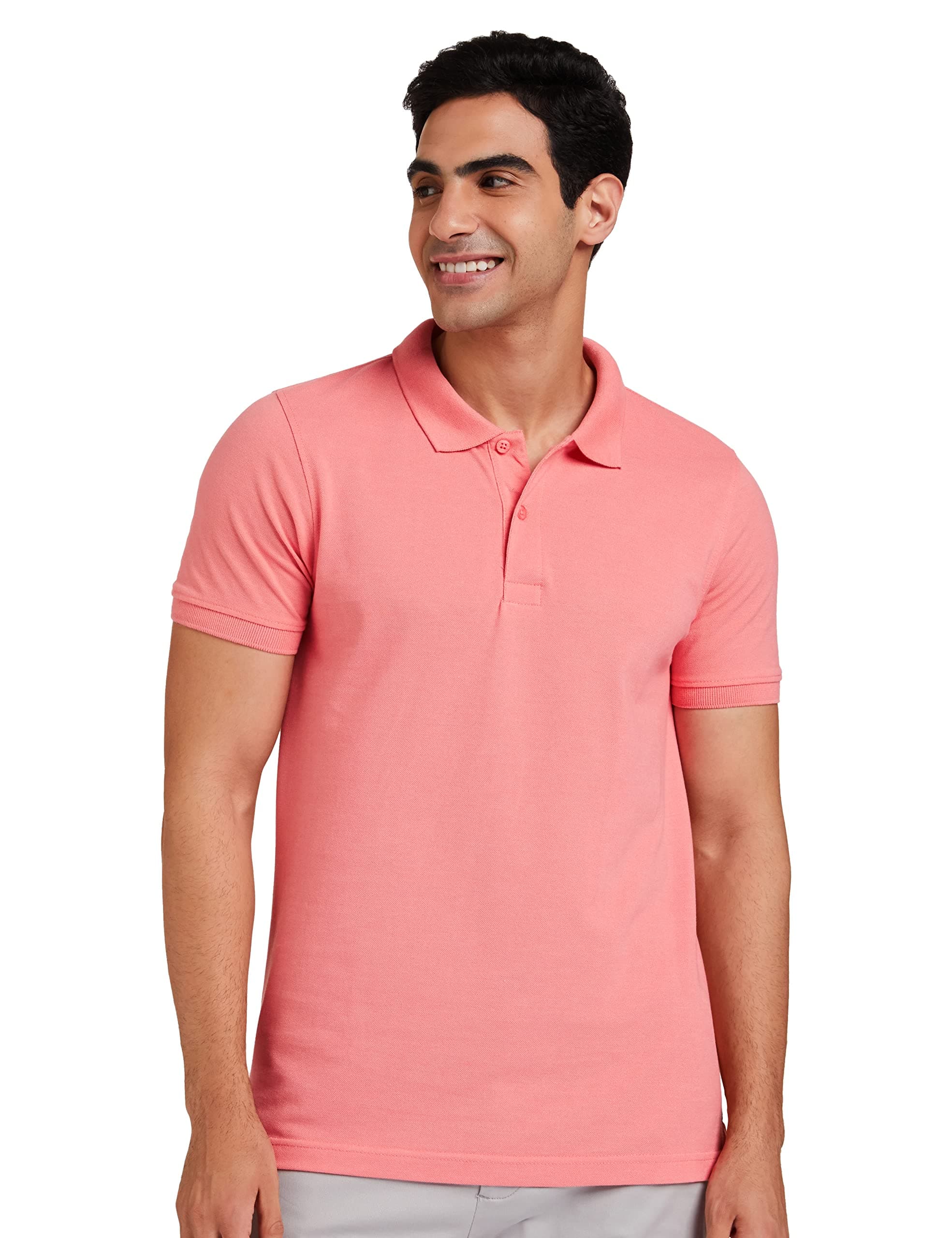 Amazon Brand - Symbol Men's Solid Cotton Rich Polo T Shirt | Collar Tshirts | Half Sleeves | Plain-Regular Fit_AW17MPCP-SINGLE_Candle Pink_6XL