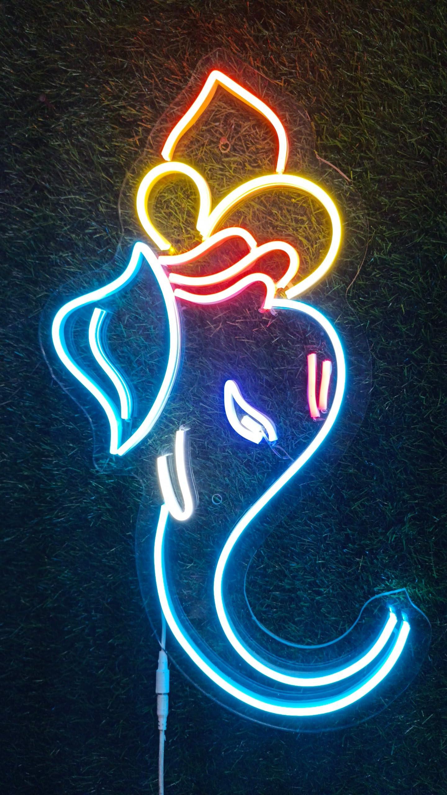 Ganesh Ji Neon Signs | Ganesh Ji Neon Light For Mandhir | Ganesh Ji Wall Art | Neon Sign | Ganesh Ji Neon Lights | Ganesh Ji Mandhir Decor