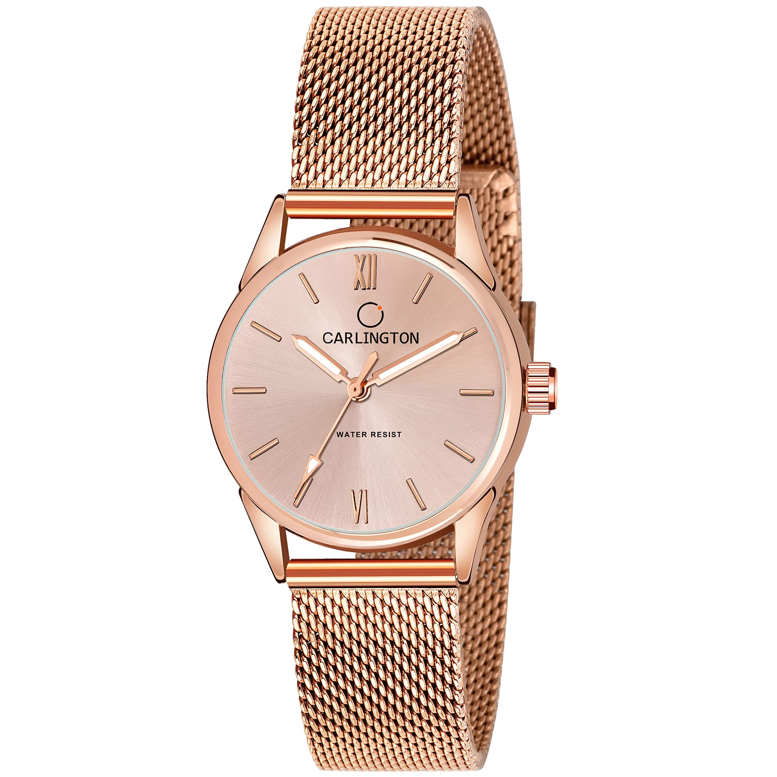 Carlington Elegant Ladies Wrist Watch | Rose Gold Analog Dial with Mesh Strap | Durable Designer Fashion Watch for Women & Girls | CT 2008