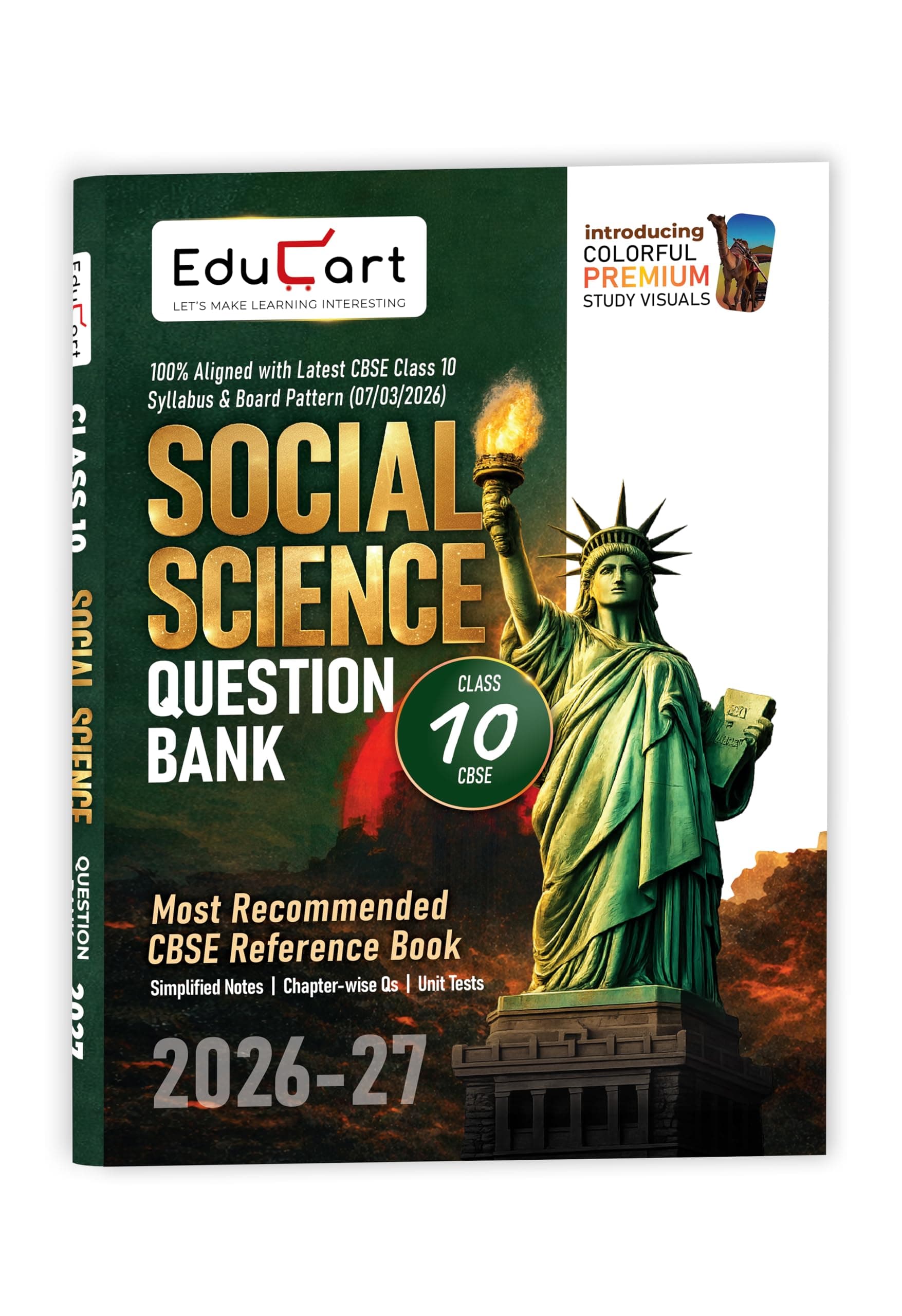 Educart CBSE Class 10 Social Science (SST) Question Bank 2026-27 | Chapterwise, Case-Based & Competency-Based Qs | Unit Test Worksheets, Notes & Visuals | NCERT Based CBSE 2027