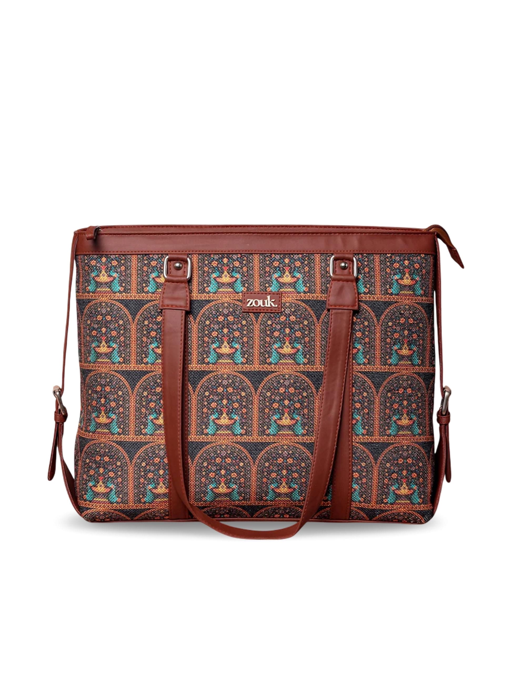 ZOUK Women Laptop Bag Royal Indian Peacock Motif