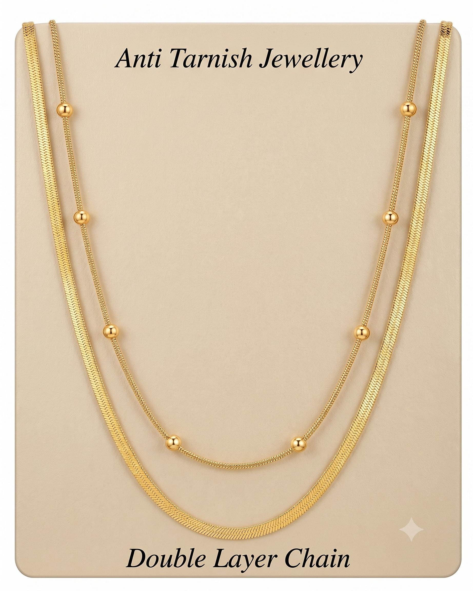 2 Layer Anti Tarnish Necklace for Women & Girls | Double Layer Stylish Necklace