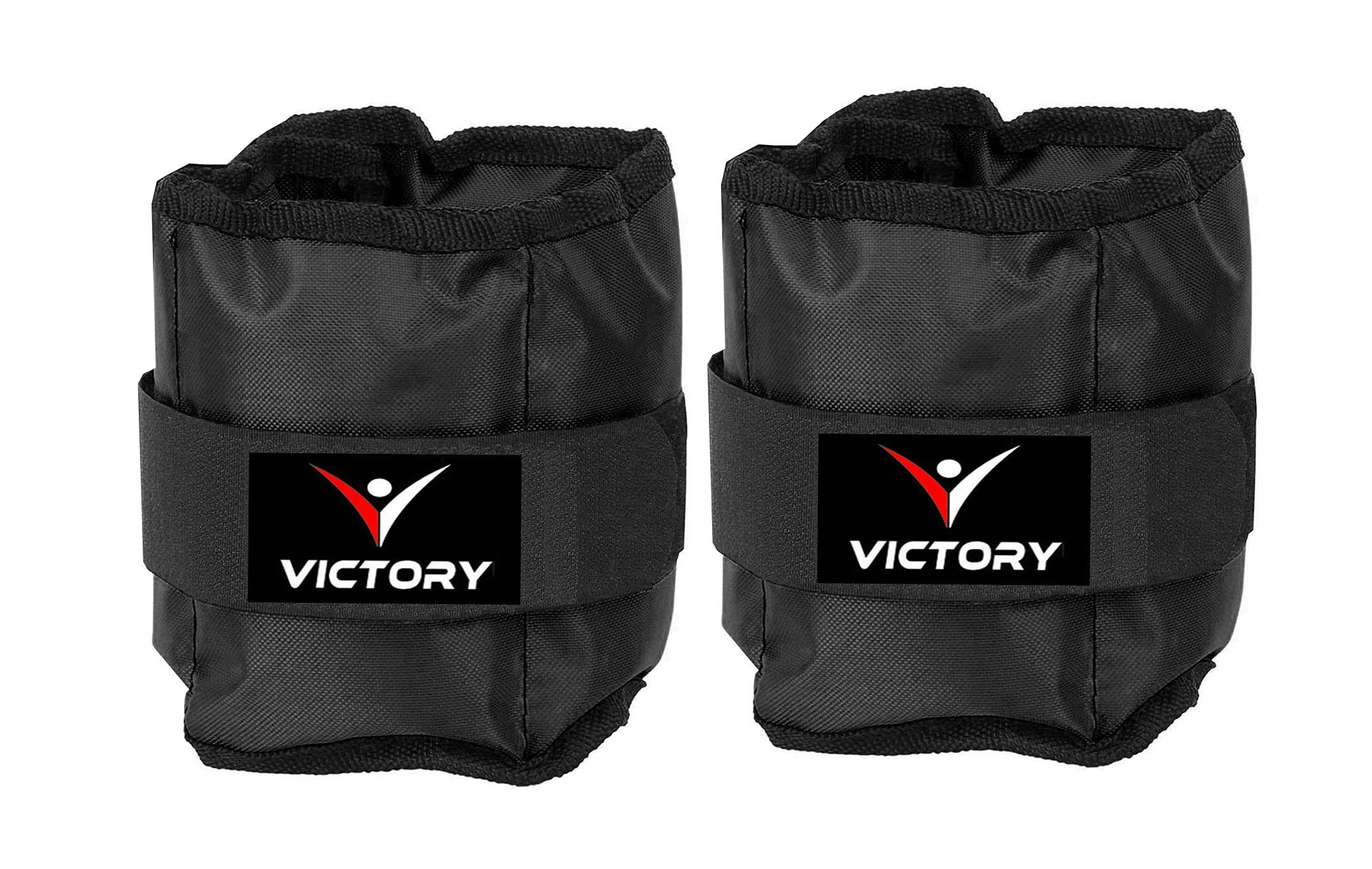 VICTORY Ankle Weights for Legs | Adjustable Leg Weights | Extra Weight for Leg Exercise for Men & Women | Strength Training Weight for Walking, Running, Gym, Physical Therapy, Yoga (500gm Pair, Black)