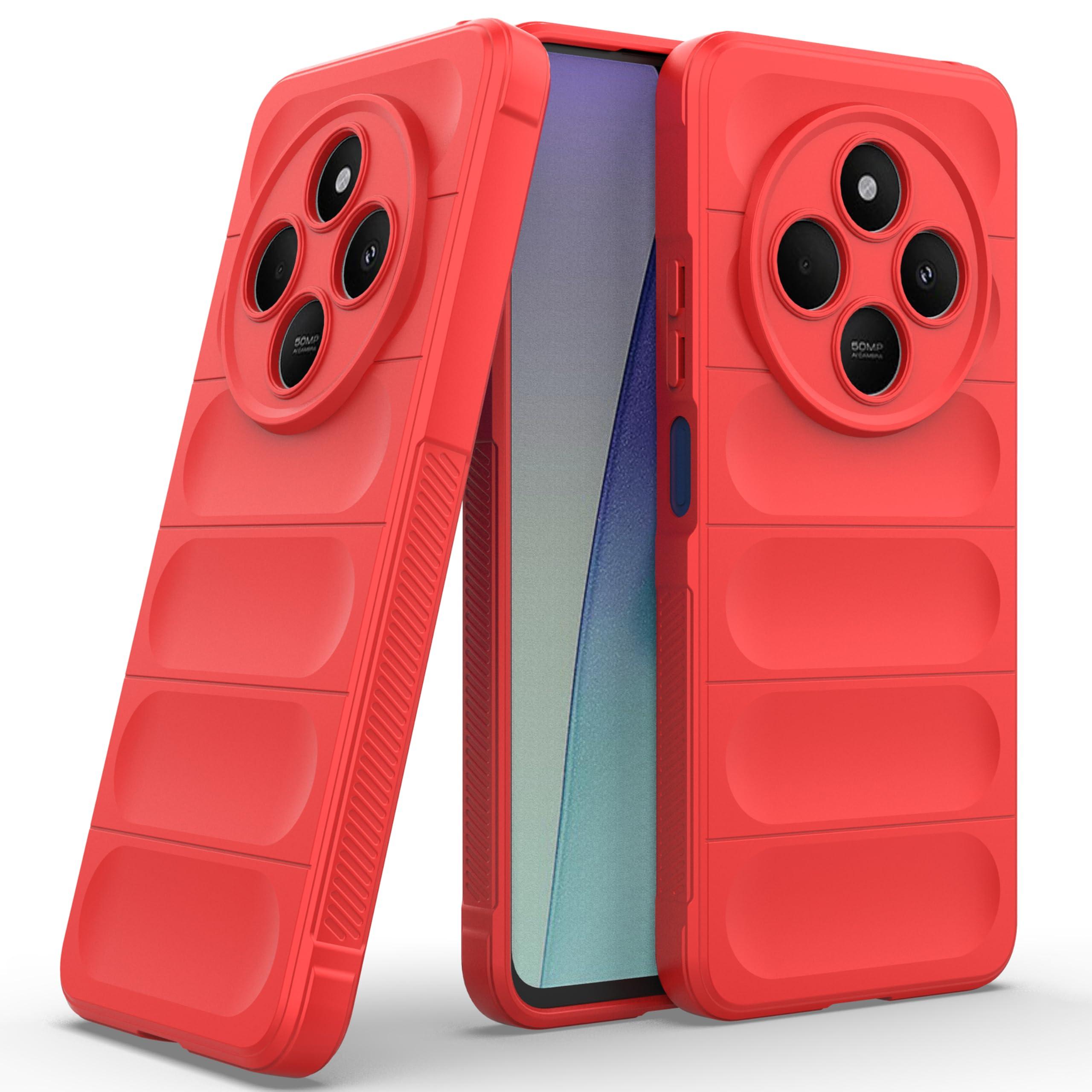 Zapcase Back Case Cover for Poco C75 | Compatible for Poco C75 Back Cover | Liquid Silicon Magic Case with Camera Protection | Red