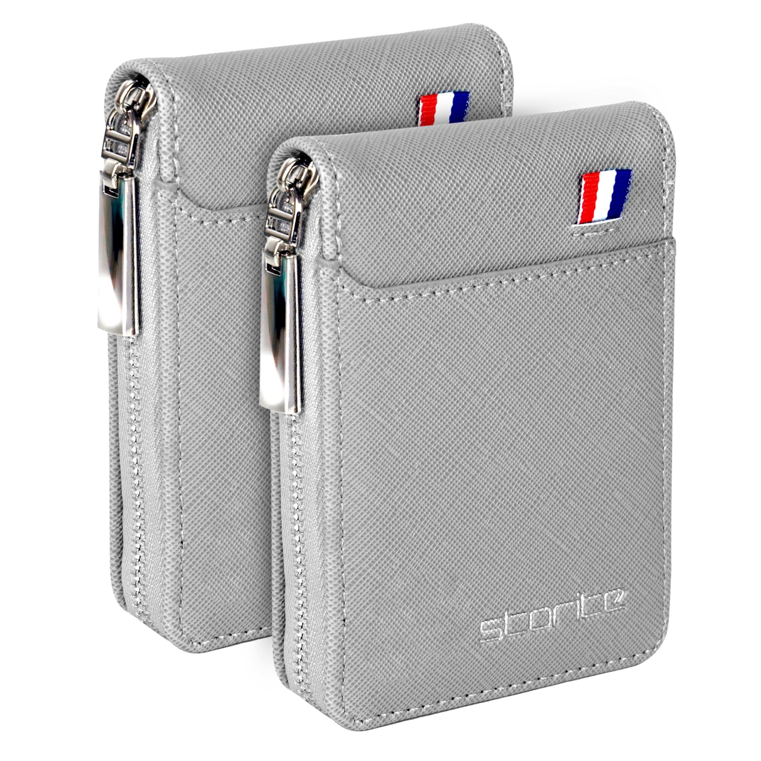 Storite PU Leather Card Holder Wallet, Grey - Pack of 2