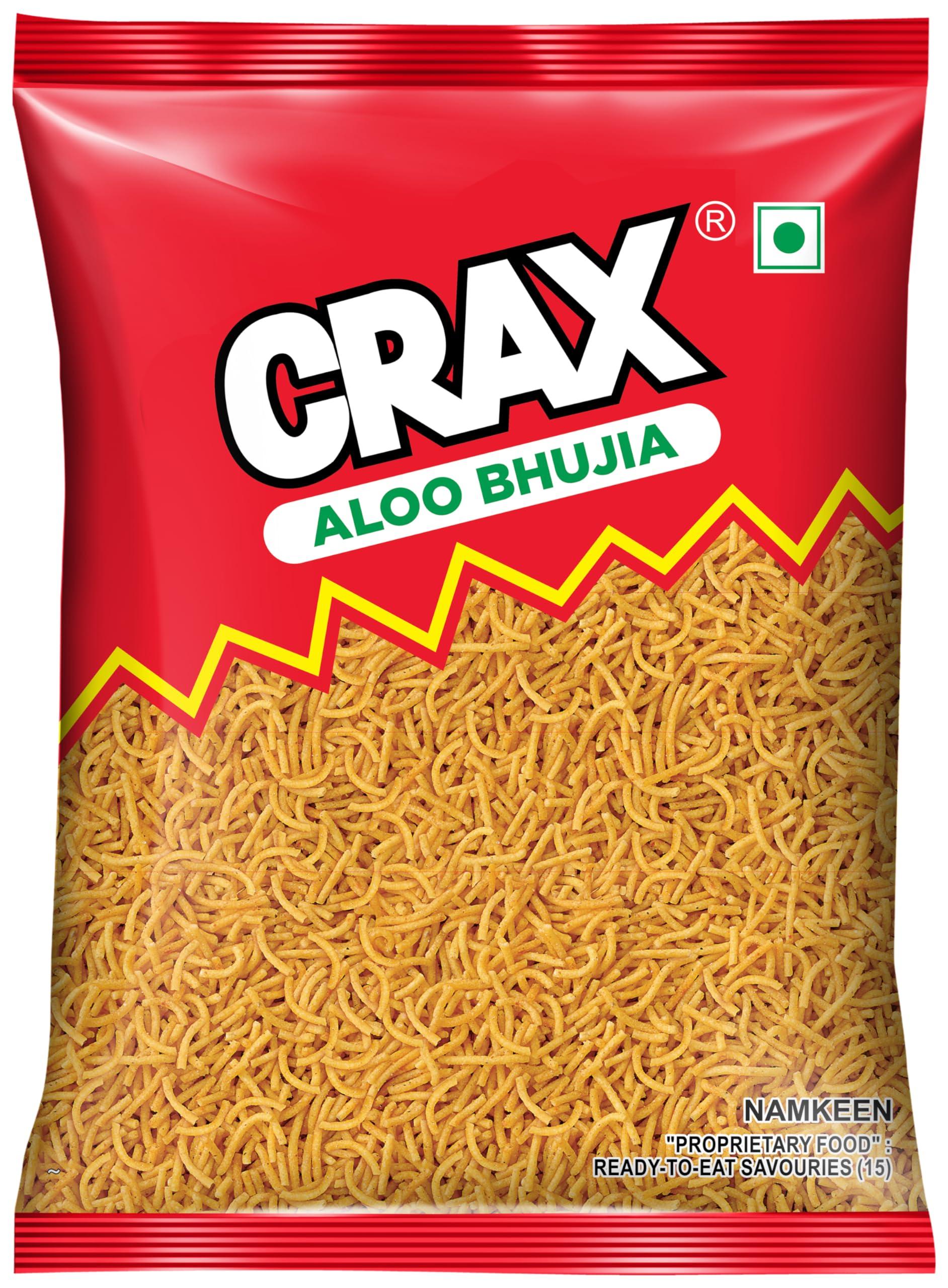 Crax Aloo Bhujia ZERO Namkeen 160g/171g |Crunchy & Spicy Aloo Bhujia Snack|Indian Namkeen|Spicy Tadka|Social Gatherings,Fun Snack|Crunchy Gourmet Snacks for Parties,Drinks,Tea & Coffee|100% Vegetarian (Weight may vary)