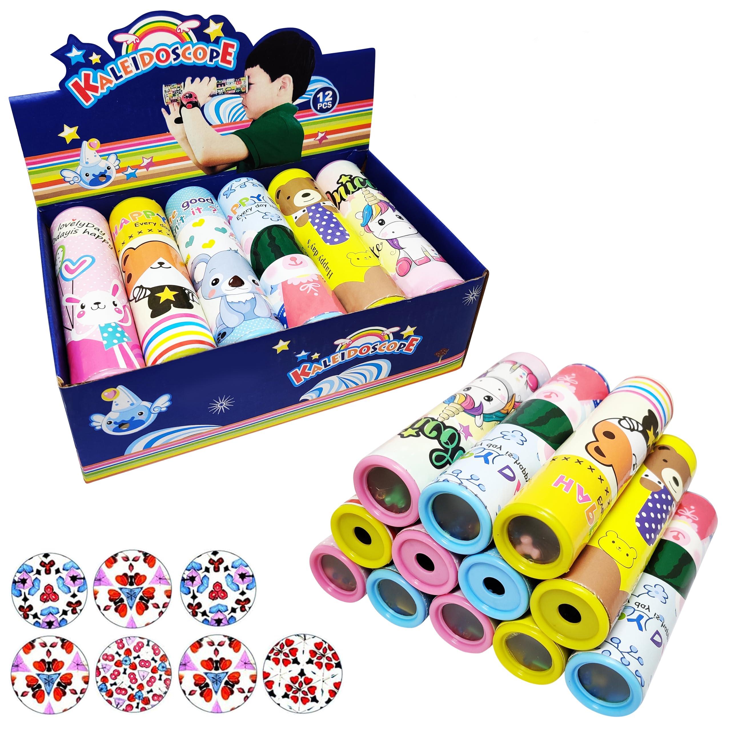 PARTEET Kaleidoscope Toy for Kids, Colorful Magic Telescope Educational Optical Toy with Multiple Pattern Views, Return Gift for Birthday Party, Fun Learning Toy for Boys & Girls (Kaleidoscope 12PC)