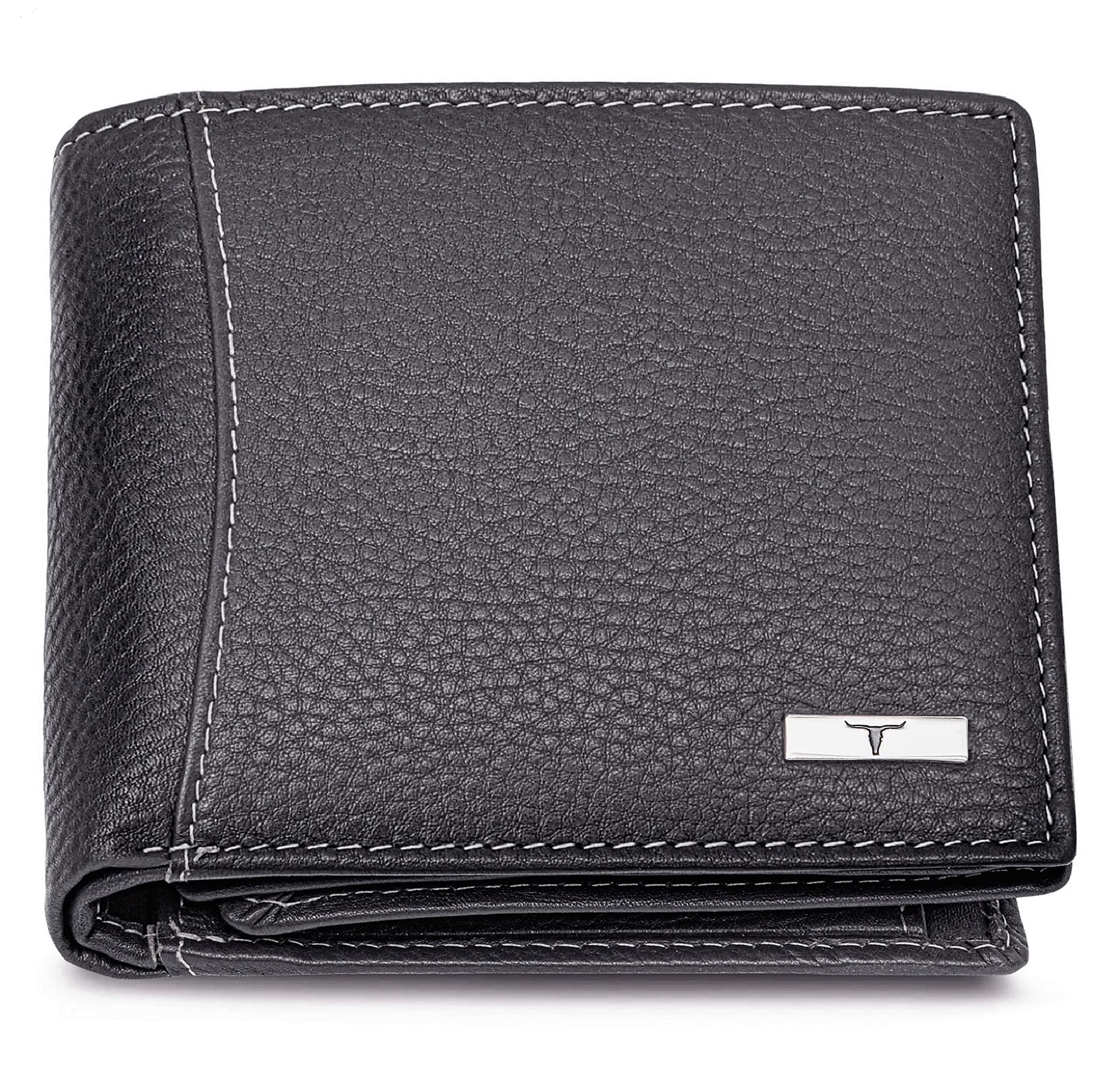 URBAN FOREST Oliver Grey Leather Wallet for Men - Packed in Premium Wooden Box for Festive Gifting
