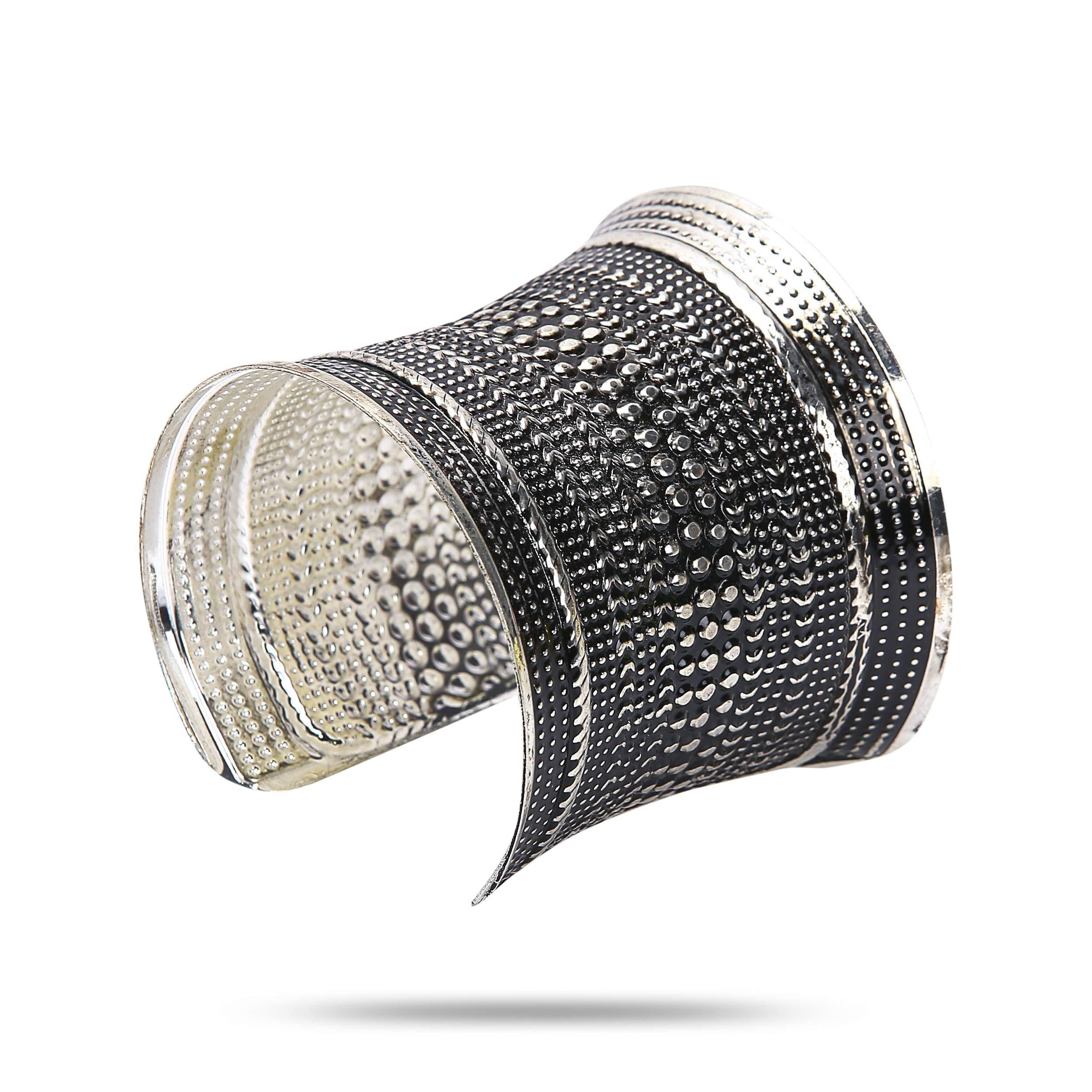 YouBella Jewellery Silver Plated Oxidised Cuff Bracelet Bangle for Women and Girls (Style 4)