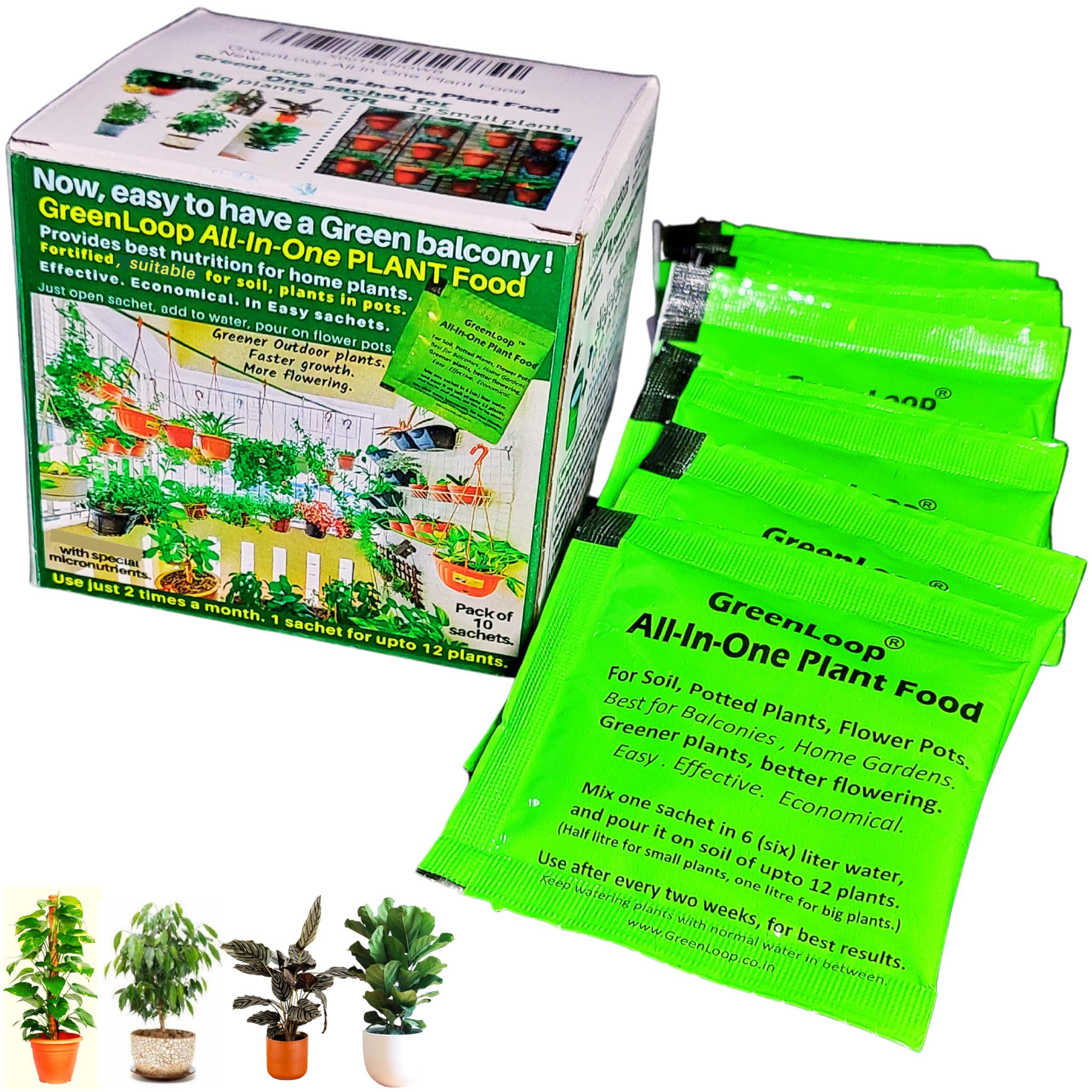 GREENLOOP-All In One Plant Food, For all House Plants, Complete,10 Sachets