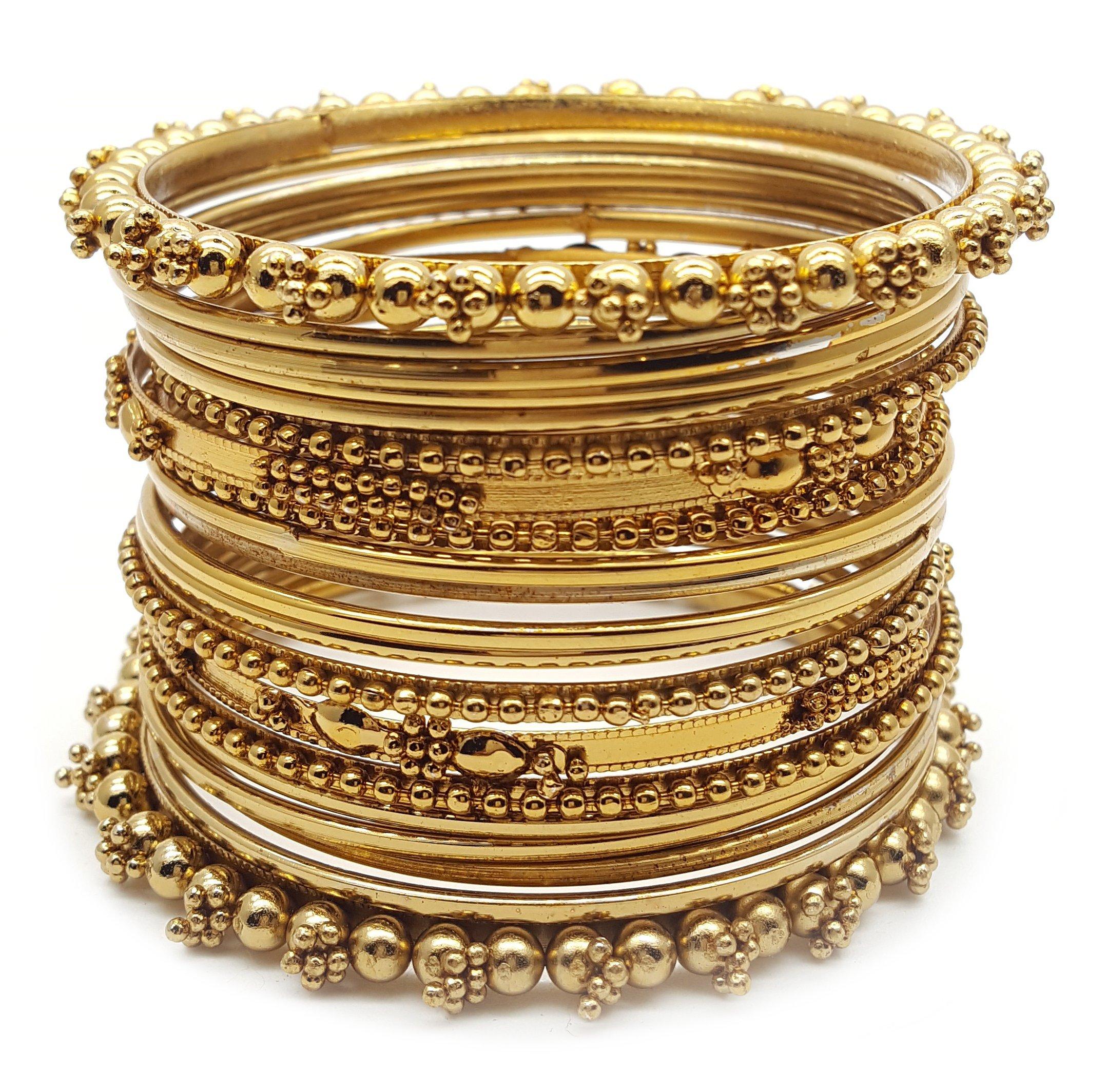 YouBella Antique Look Gold Plated Traditional Bracelet Bangle Set for Women (2.4)