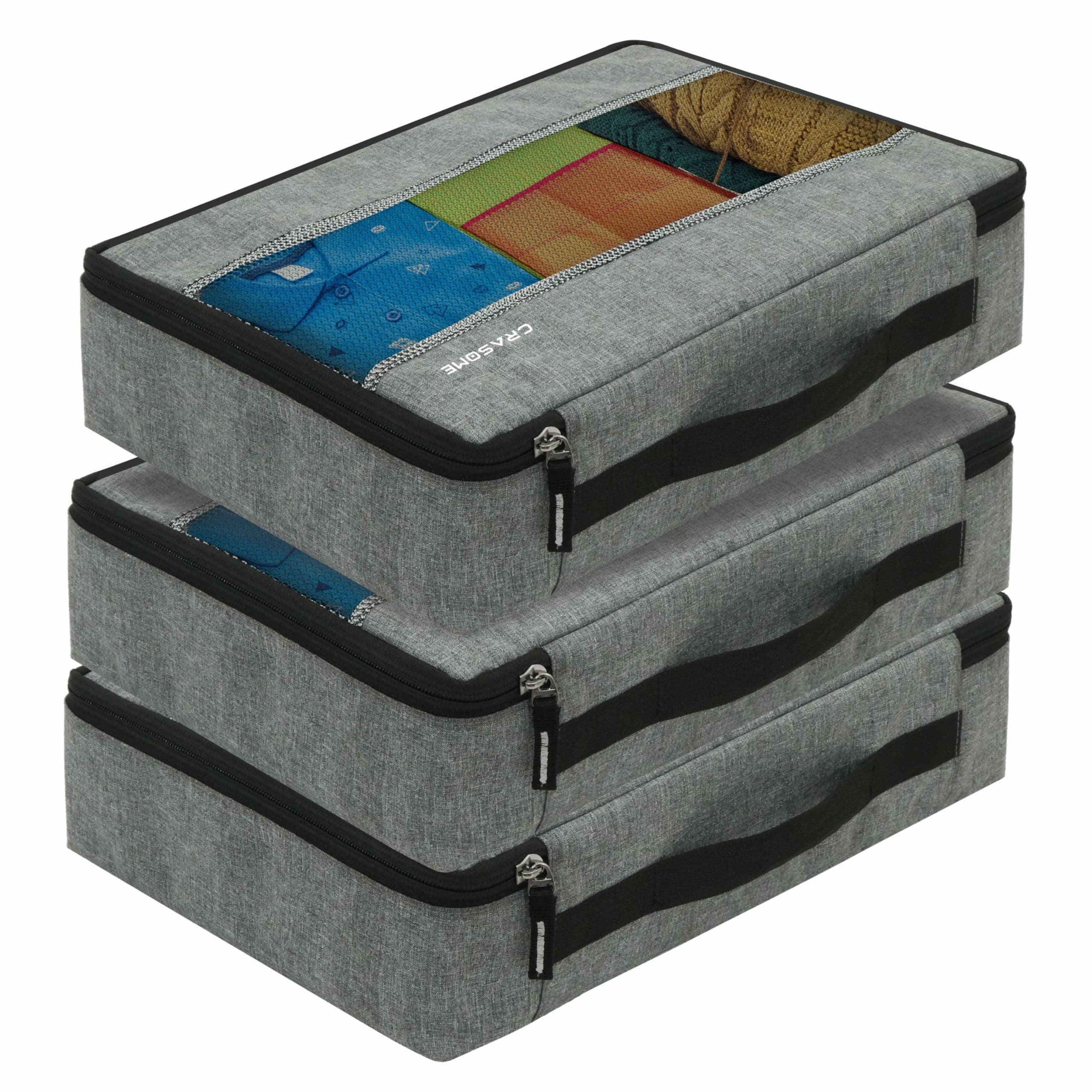 Crasome Packing Cubes for Travel, Travel Organizer for Men & Women, Toiletries & Clothes Storage Bags, Travel Organizer Packing Bags, Pack of 3 (Cube1-Grey-Pack3)