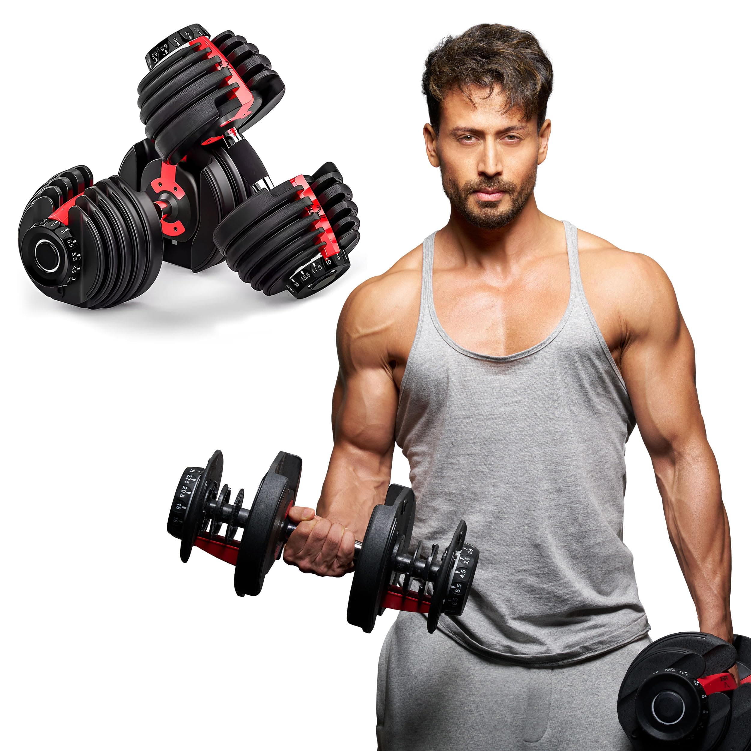 Slovic Adjustable Dumbbell Set for Home Workout 24 KG Pair