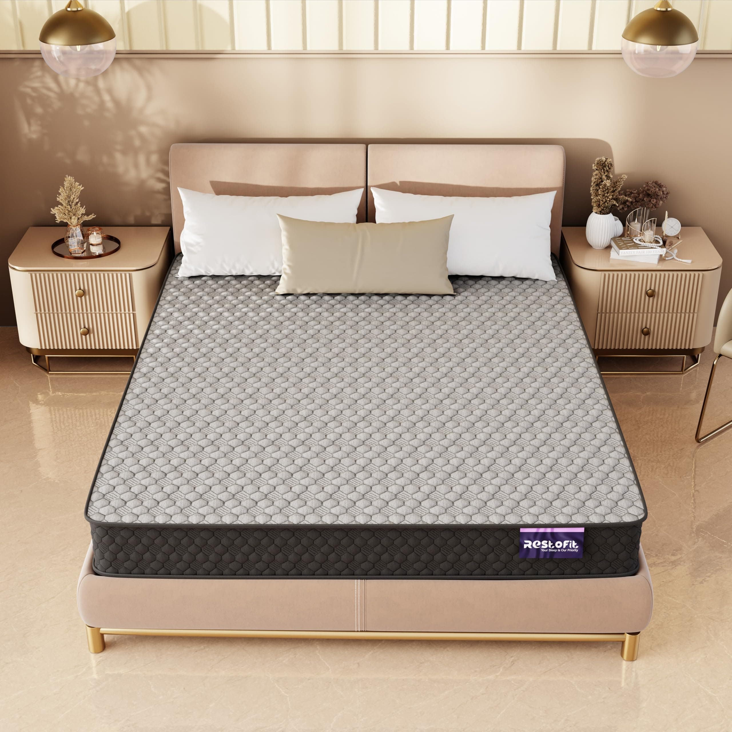 RESTOFIT Orthopedic Dual Comfort Single Size Mattress 72x35x8 Inches | Medium Firm 8-Inch HR Foam Mattress for Back Support | Premium Cotton | 7-Year Warranty | Vacuum Packed Roll | Sleep well Comfort