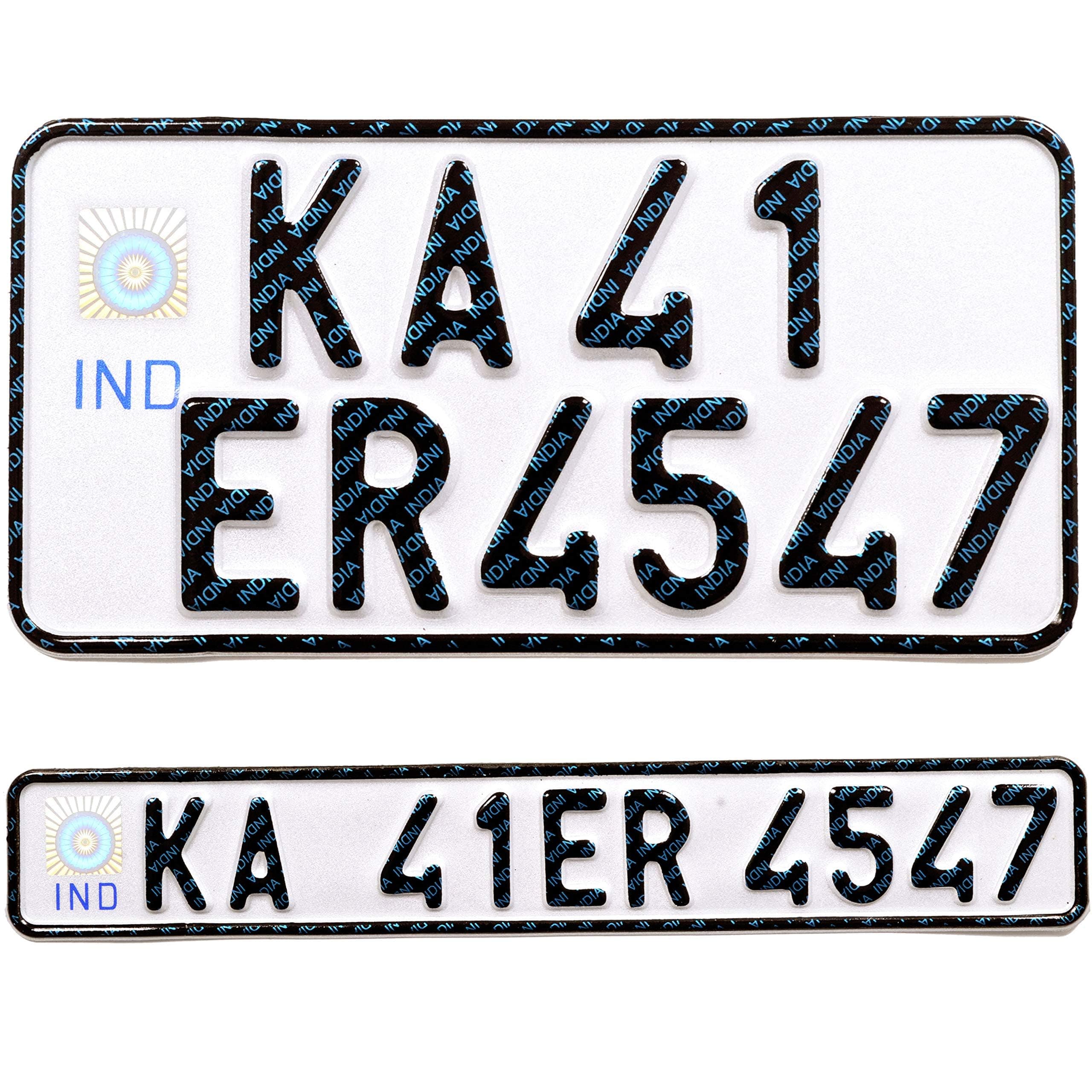 INNOVQARAJ IND Embossed Bike Number Plate Set (Front & Rear) – 1mm Reflective Aluminium – Non‑HSRP Plate for Bike, Scooters & Two‑Wheelers – No Barcode & Serial Code (White)