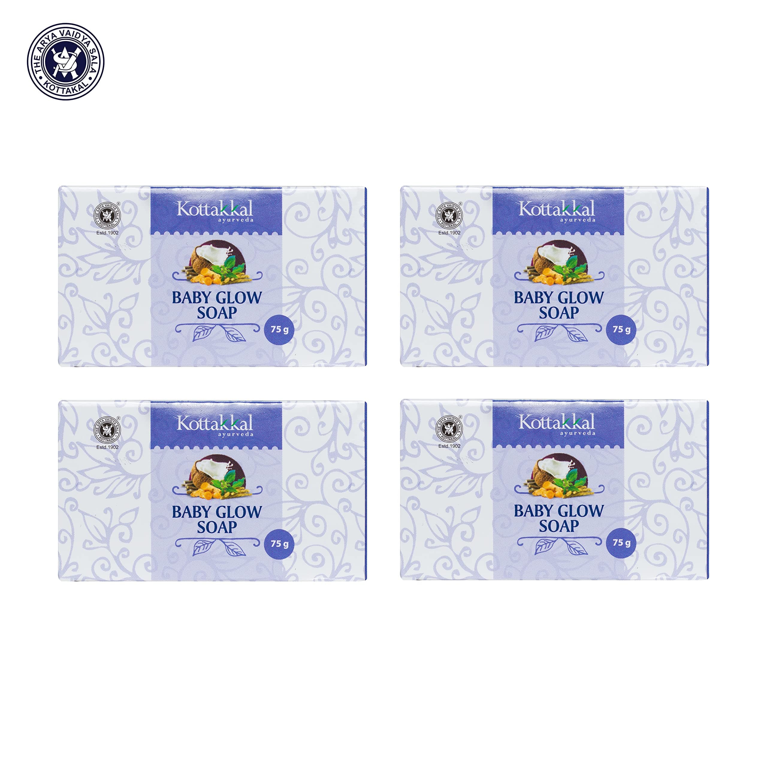 Kottakkal ayurveda® Baby Glow Soap - 75 gm, with Natural Ingredients - Pack of 4