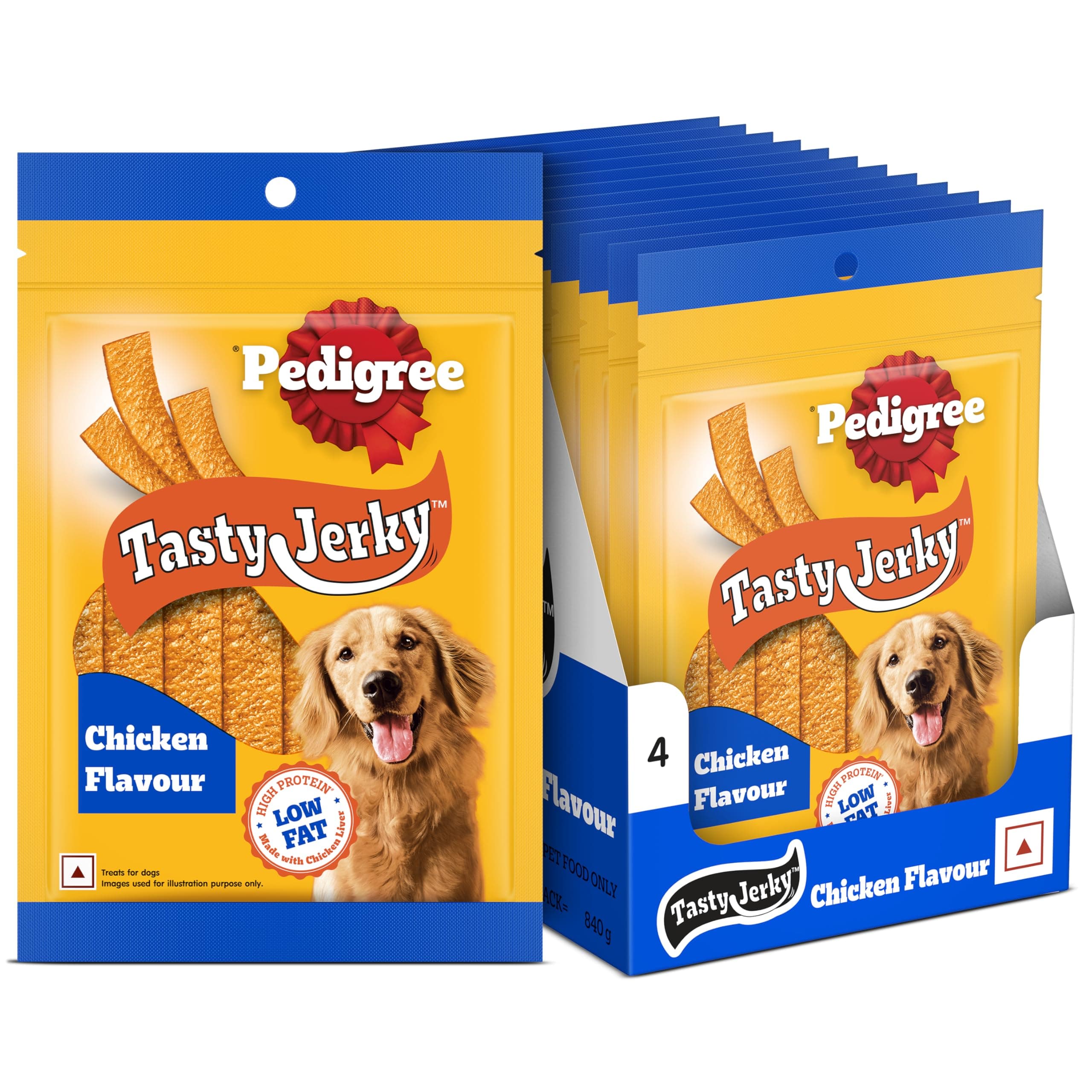 Pedigree Tasty Jerky Dog Treat, Chicken Flavour, 70 g x 12, Jerky-Style Treats for Bonding, Low-Fat and Rich-Protein* Dog Treat
