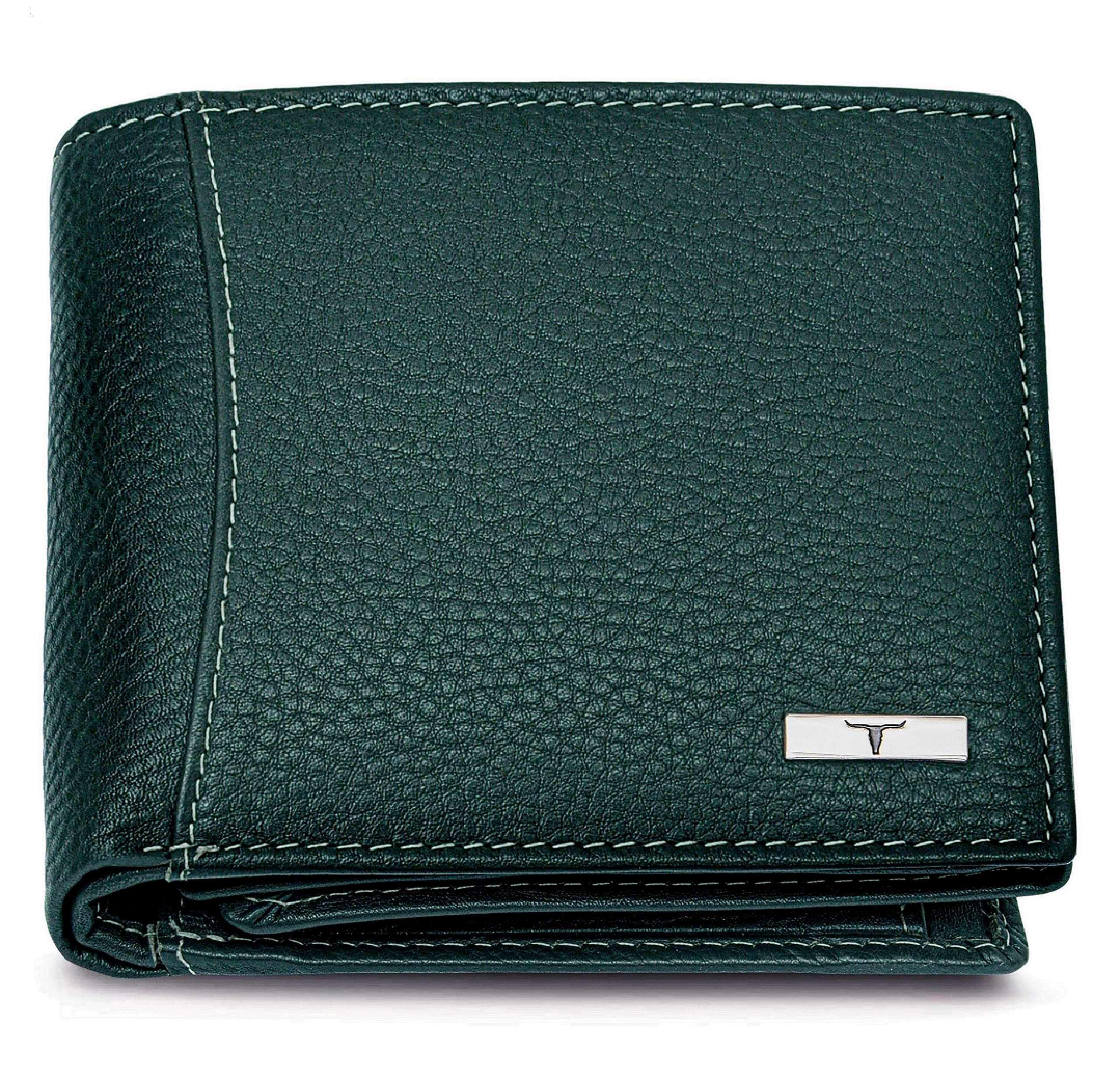 URBAN FOREST Oliver Green Leather Wallet for Men - Packed in Premium Wooden Box for Festive Gifting