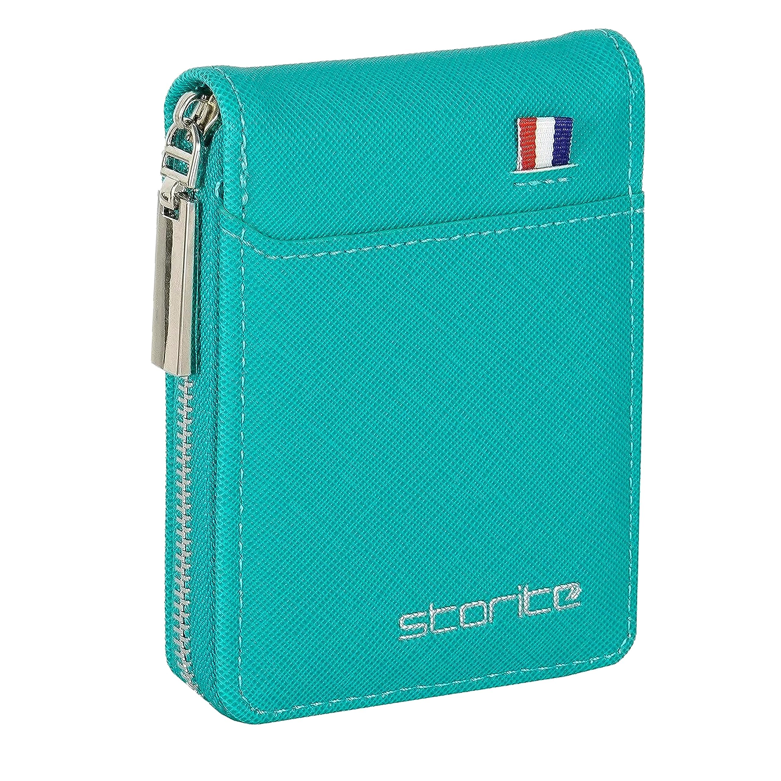 Storite PU Leather Card Holder Wallet, Turquoise Green, 11.5x2x8 Cm