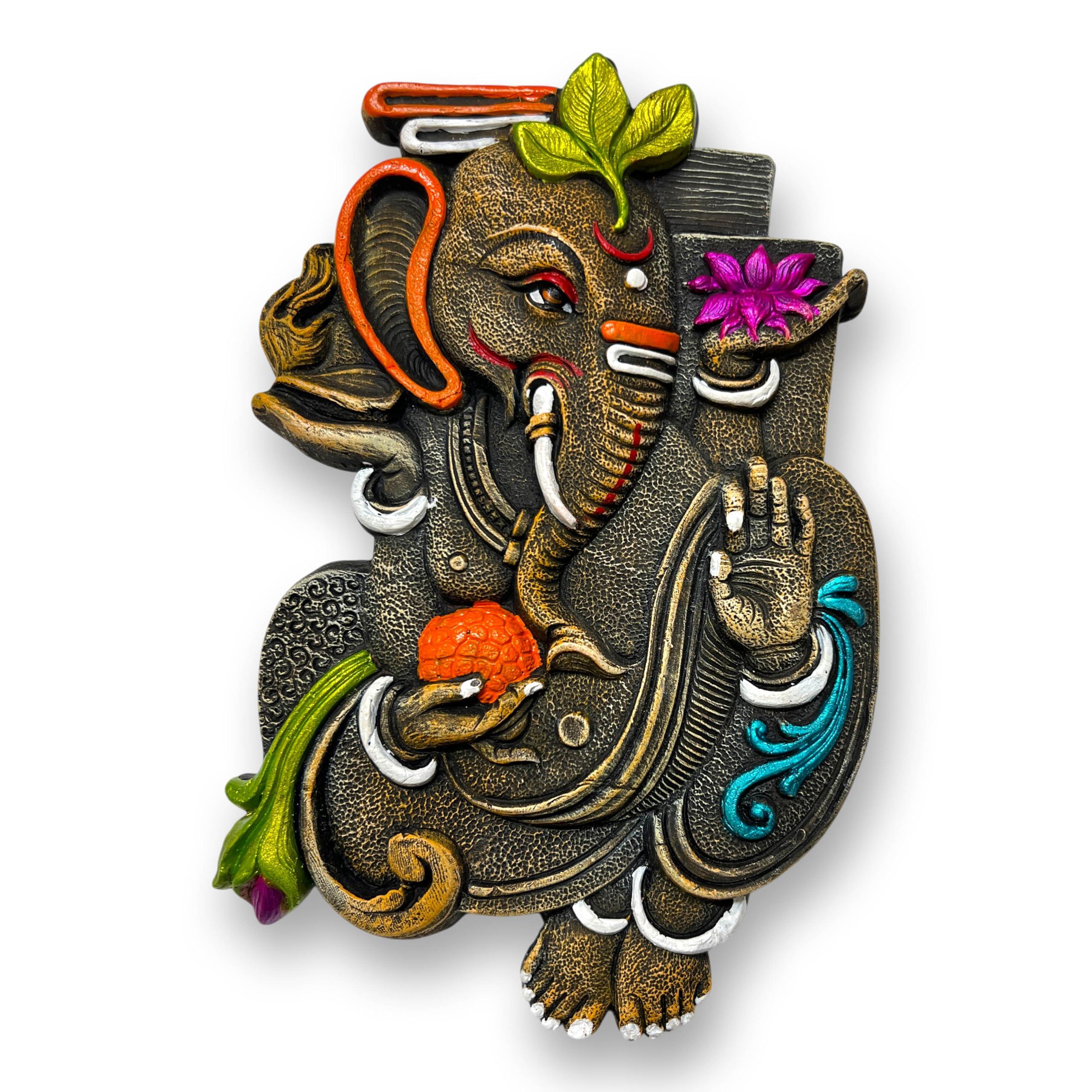 SAJAWA Ganesh Ji Wall Hanging Terracotta Idol Murti for Door Entrance, Main Gate, Mandir, Pooja Room, Home & Office Decoration | Ganesha Ganpati Wall Sculpture | Spiritual & Religious Gifts (26x17 CM)
