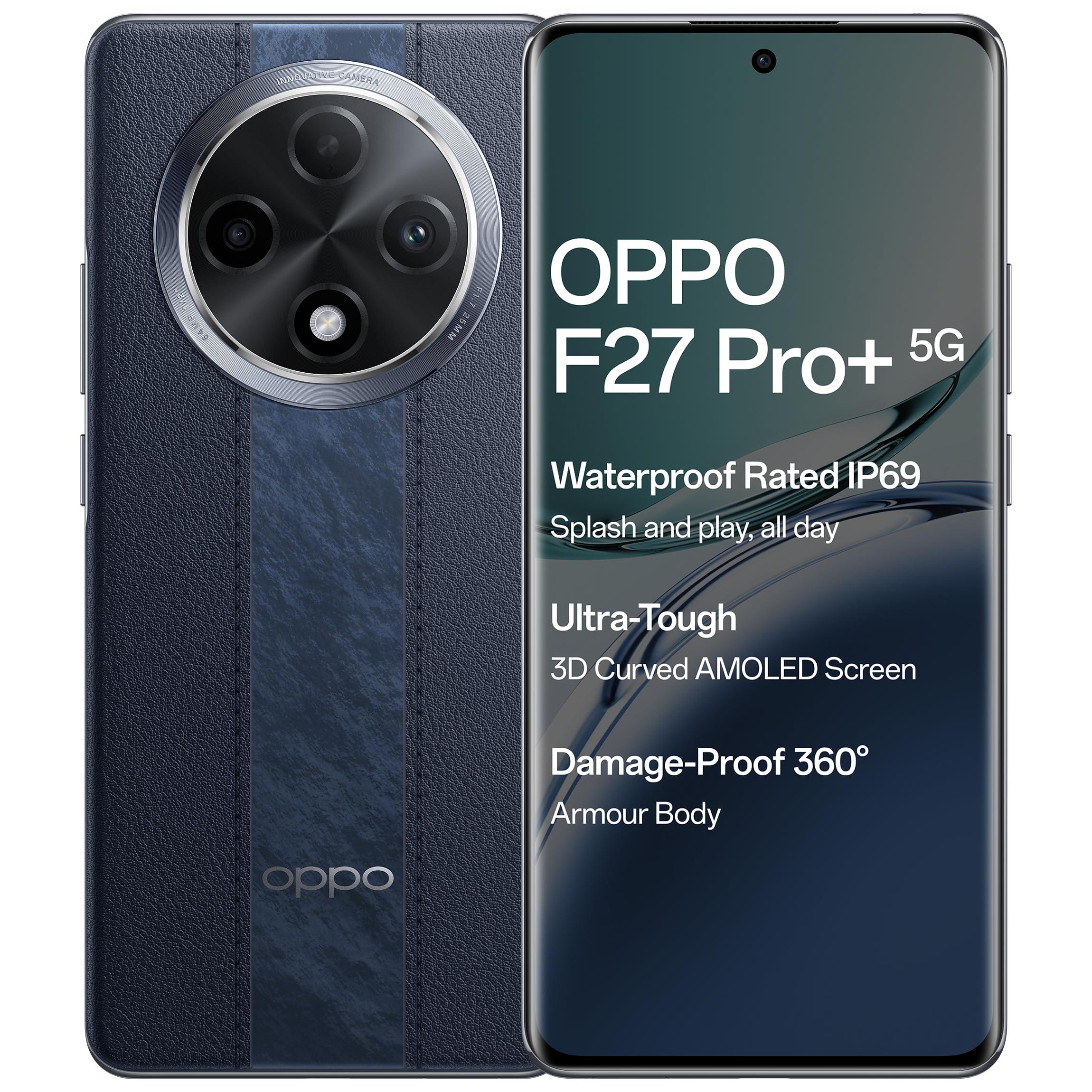 Oppo F27 Pro+ 5G (Midnight Navy, 8GB RAM, 128GB Storage) | 6.7" FHD+ AMOLED Toughest 3D Curved Display|64MP AI Featured Camera|IP69 | 67W SUPERVOOC| with No Cost EMI/Additional Exchange Offers