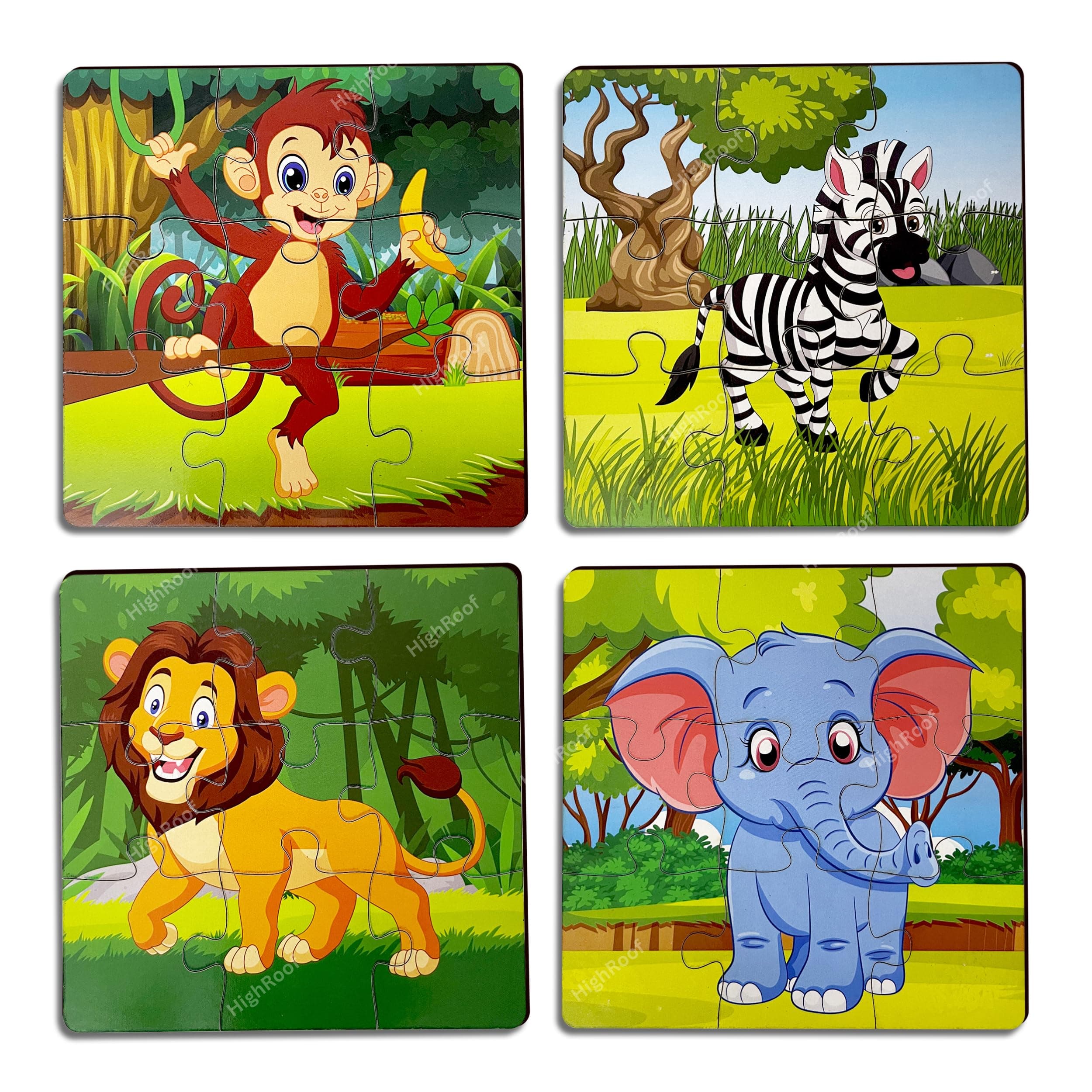 HighRoof Wooden Jigsaw Puzzle Games for Children & Kids Wooden Puzzle for 2 3 4 5 6Year Old Girls Boys Animals Jigsaw Puzzle(Pack of 4)