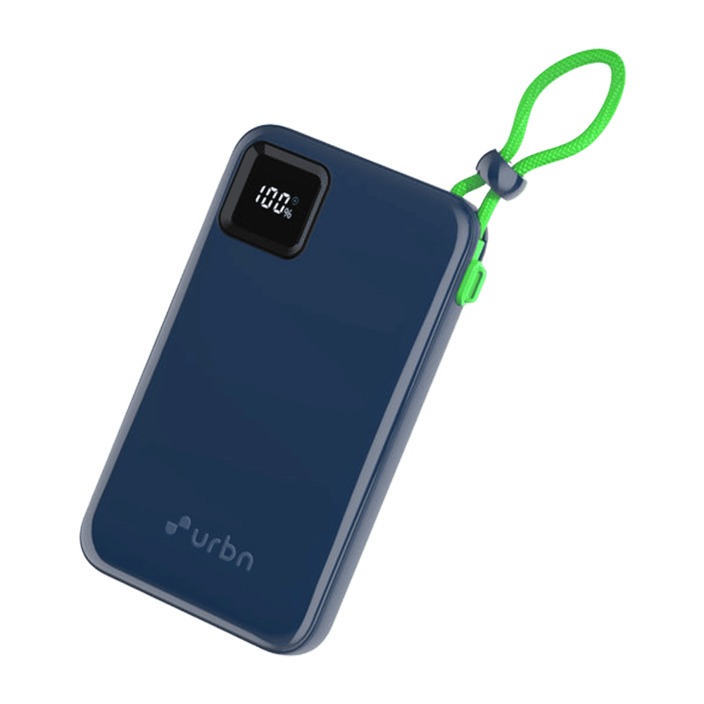 urbn Ultra Link 10000 mAh 22.5W Fast Charging Power Bank (1 Type A & 2 Type C Ports, Smart LED Display, Blue)