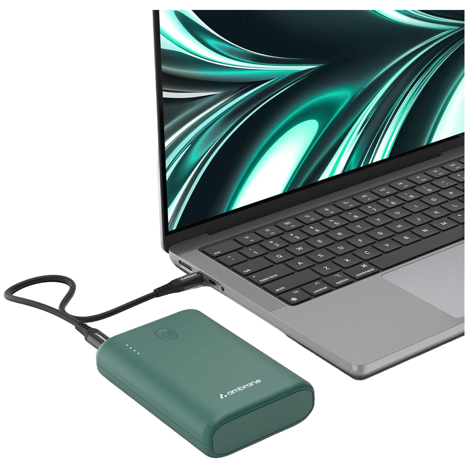 ambrane PowerLit 45 15000 mAh 45W Fast Charging Power Bank (1 Type A & 2 Type C Ports, Advanced Chipset Protection, Green)