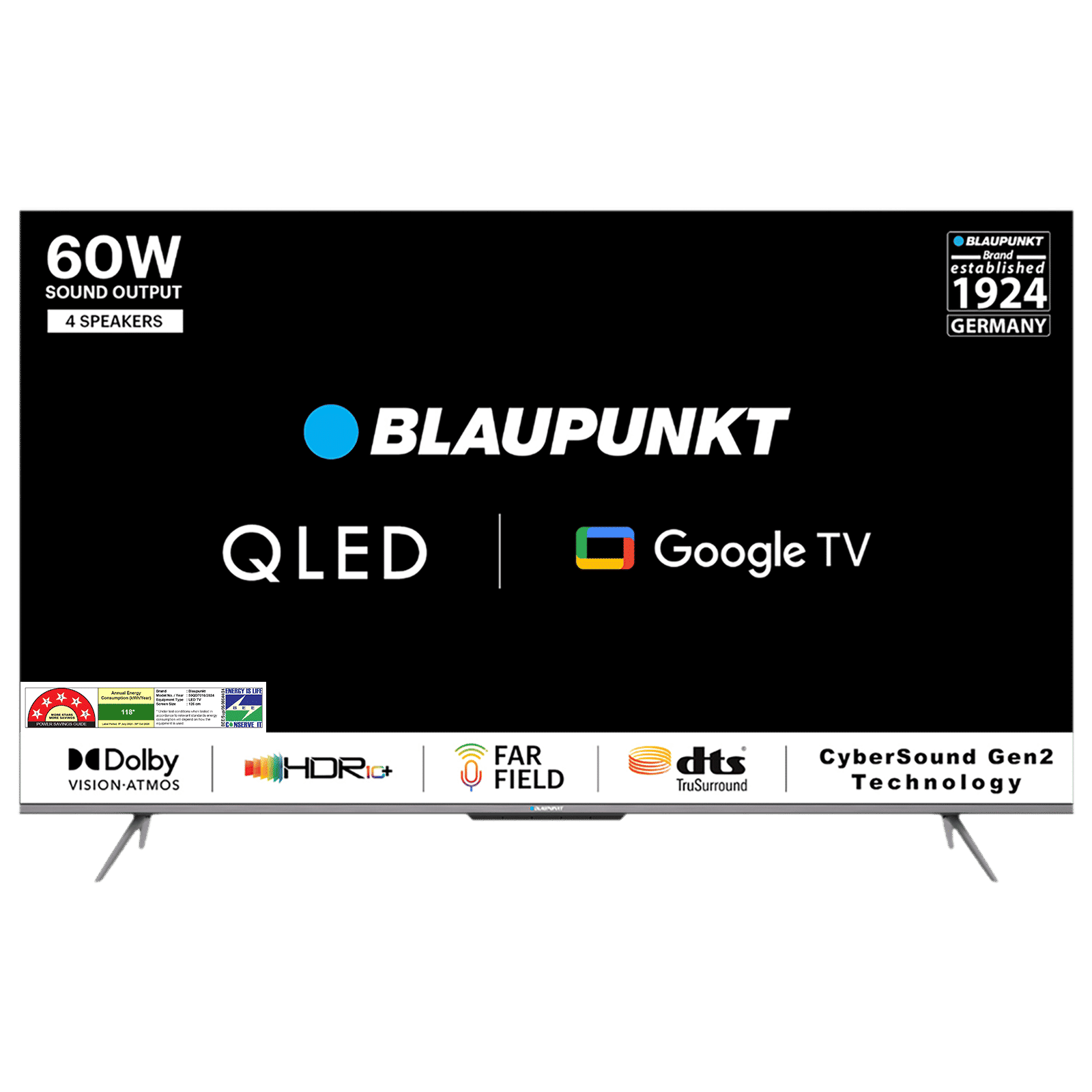 BLAUPUNKT 50QD7010 127 cm (50 inch) 4 Star QLED 4K Ultra HD Google TV with Dolby Vision and Dolby Atmos (2022 model)