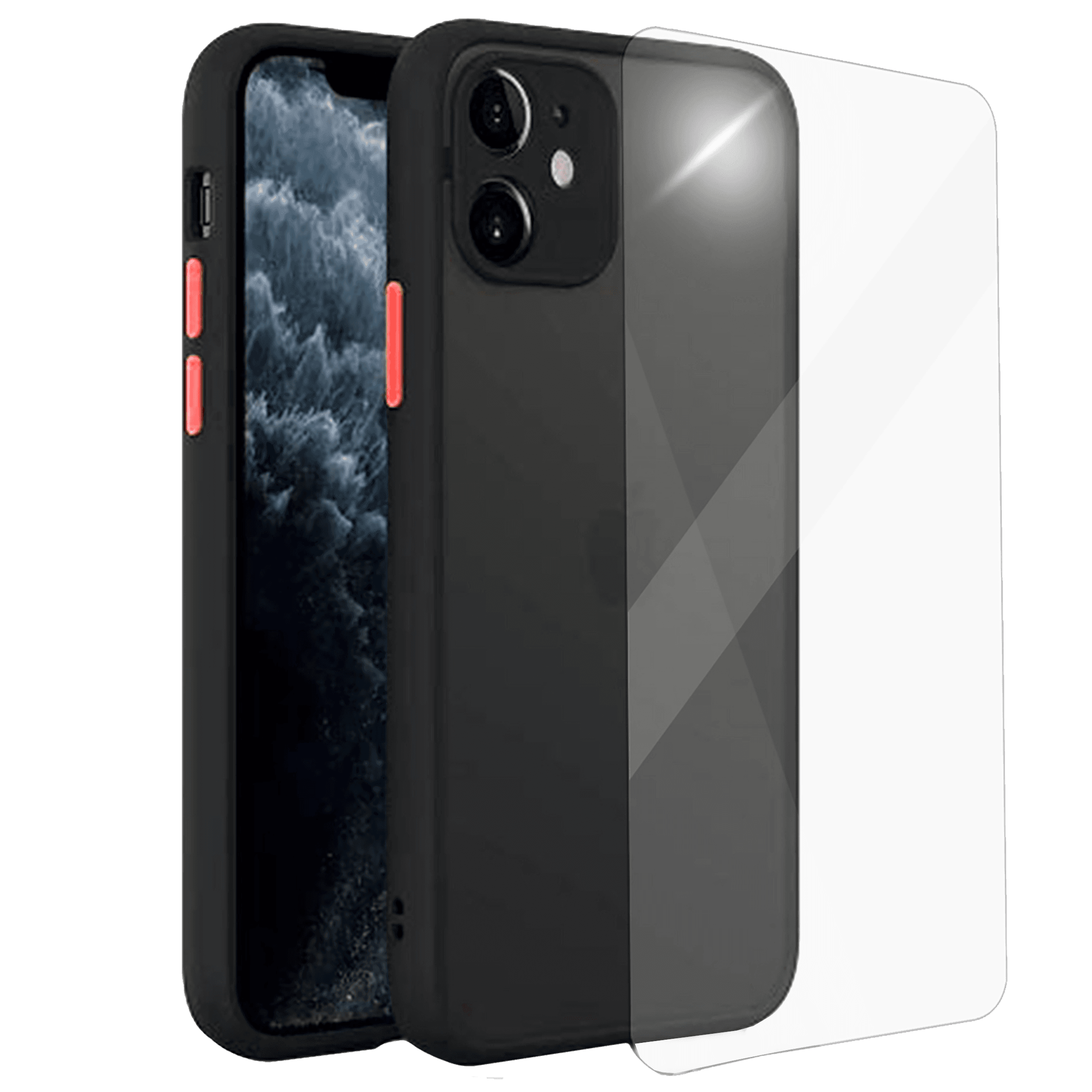 ARROW Camera Duplex Screen Protector & Polycarbonate Back Cover Combo for Apple iPhone 12 (Anti Scratch Design, Black)