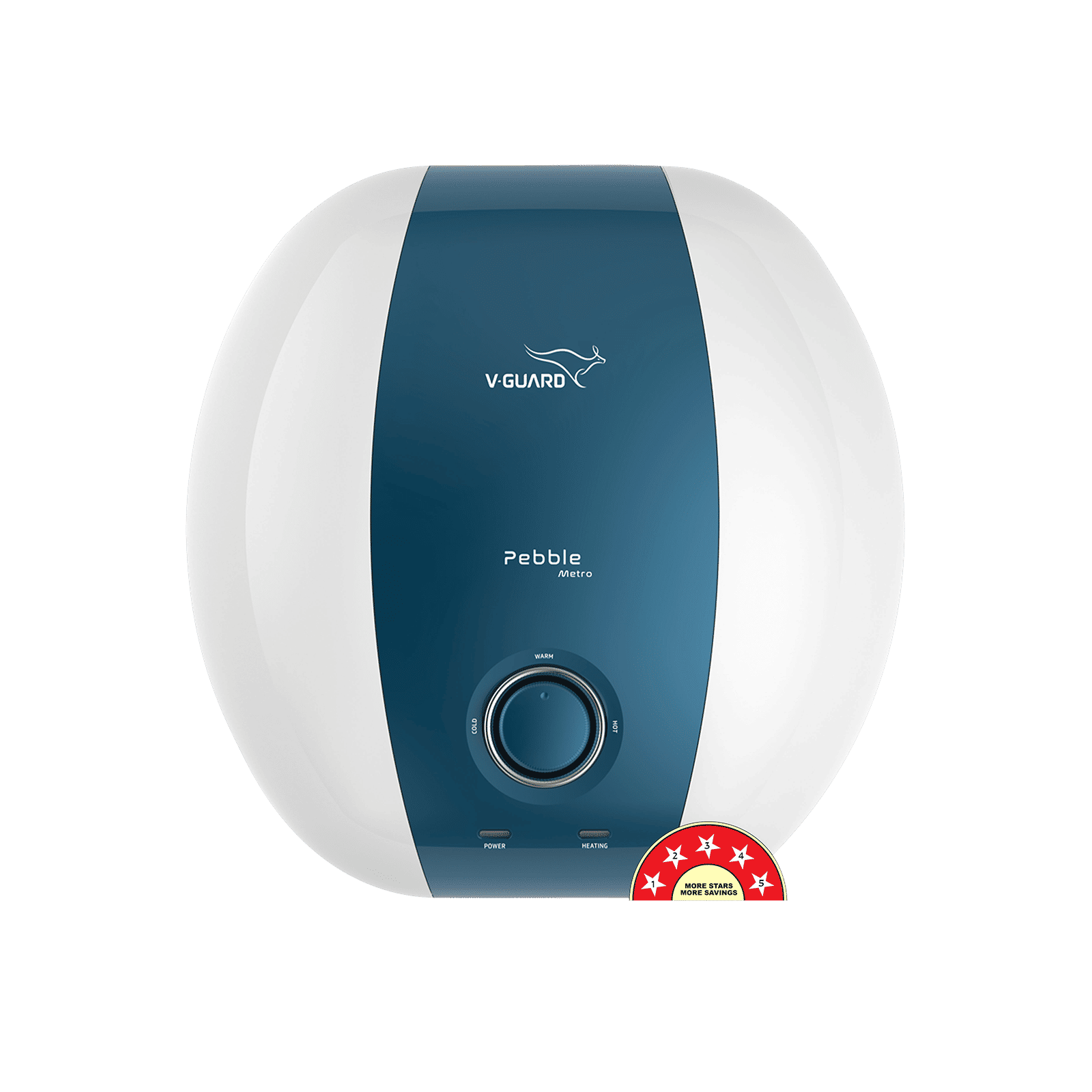 V-Guard Pebble Metro 10 Litre 5 Star Vertical Storage Geyser with Energy Saving Technology (White)