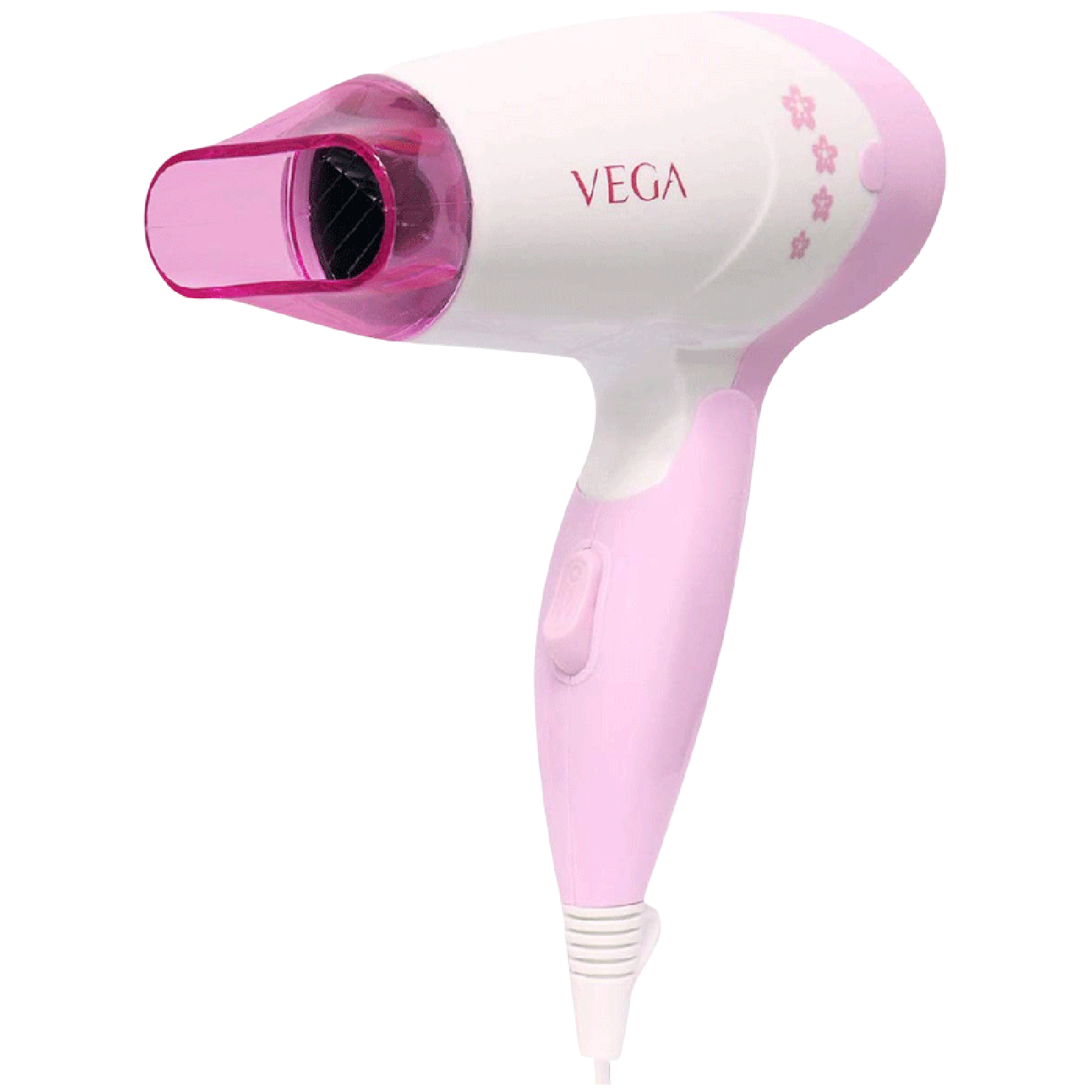 VEGA Insta Glam Hair Dryer with 2 Heat Settings (Overheat Protection, White & Pink)