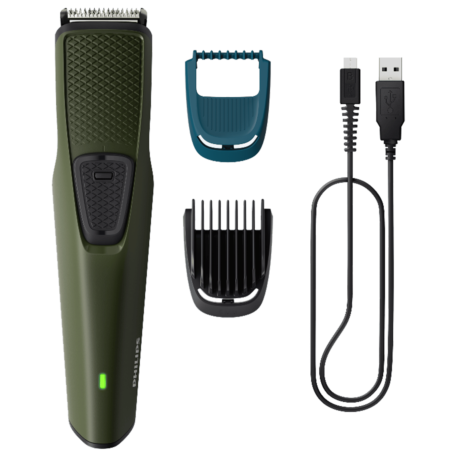 PHILIPS Series 1000 Rechargeable Cordless Wet & Dry Trimmer for Beard for Men (30mins Runtime, DuraPower Technology, Green)