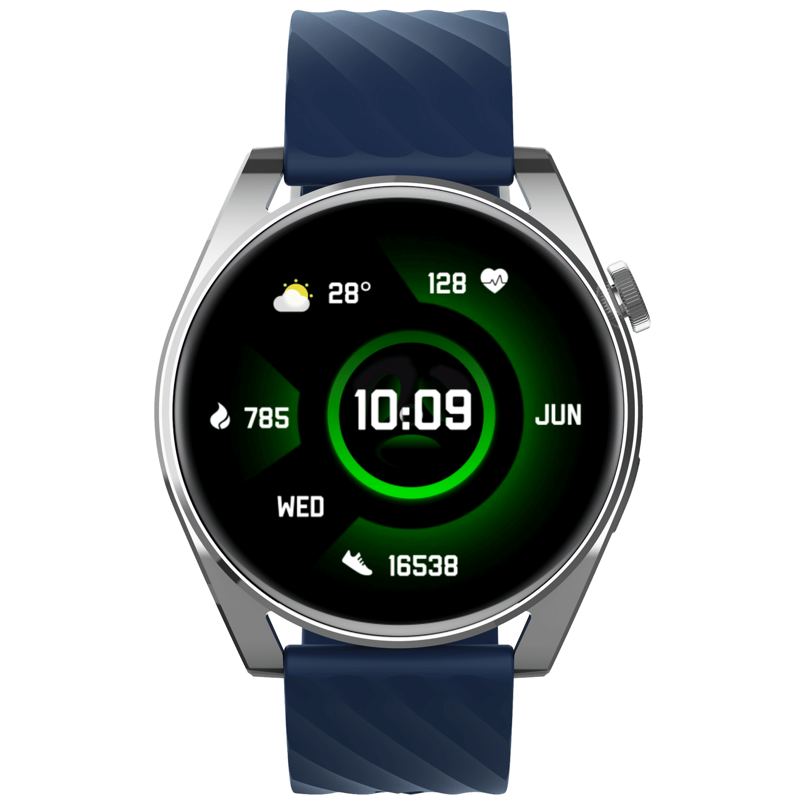 Croma Velocity AR Smartwatch with Bluetooth Calling (36.3mm AMOLED Display, IP68 Water Resistant, Blue Strap)