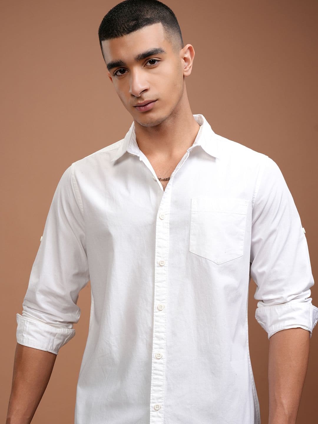 HIGHLANDER Highlander White Slim Fit Casual Shirt