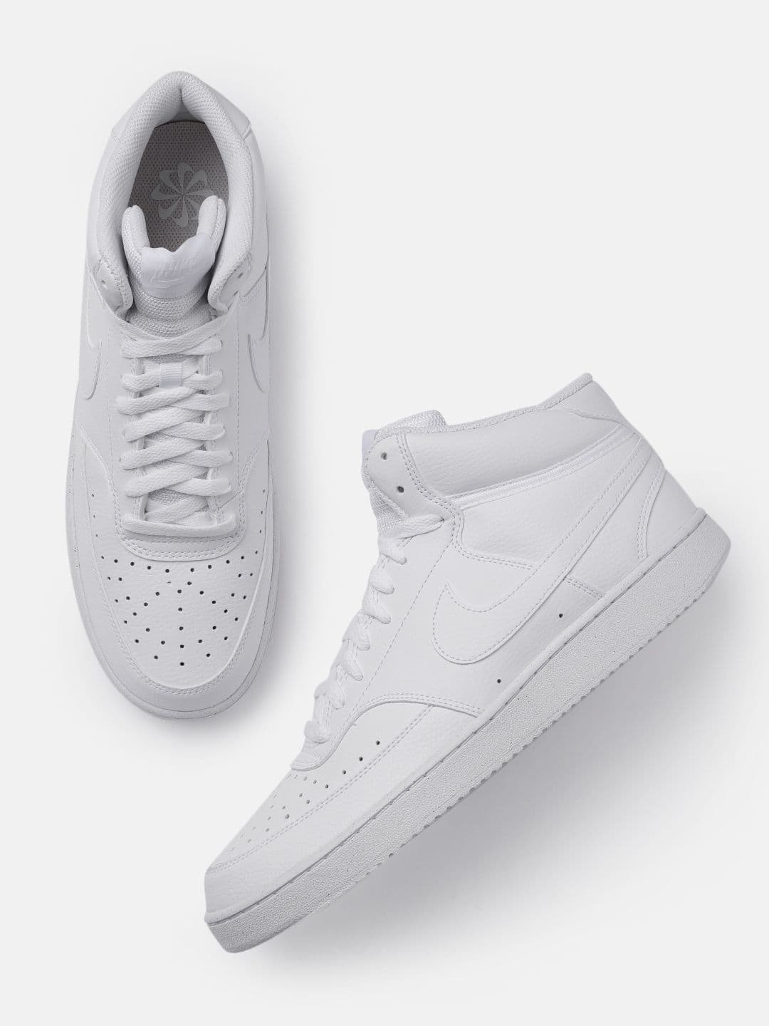 Nike Nike Men White Solid Court Vision Next Nature Mid-Top Sneakers