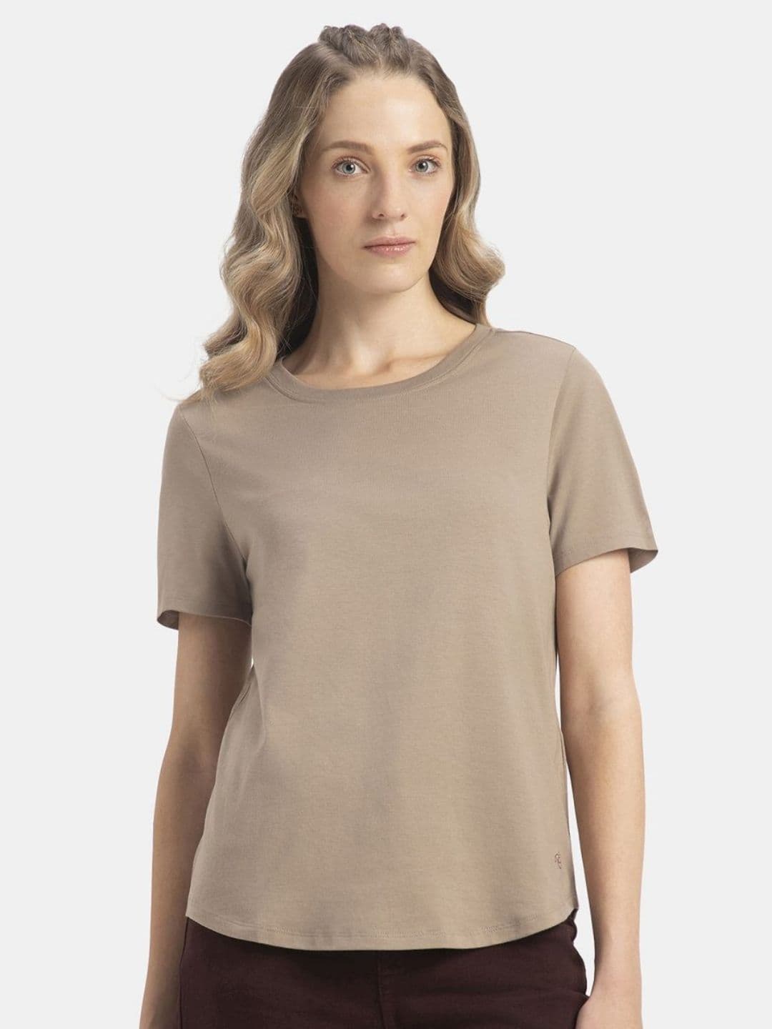 Jockey Jockey Super Combed Cotton Rich Relaxed Fit Curved Hem Styled Half Sleeve Tshirt-AW88