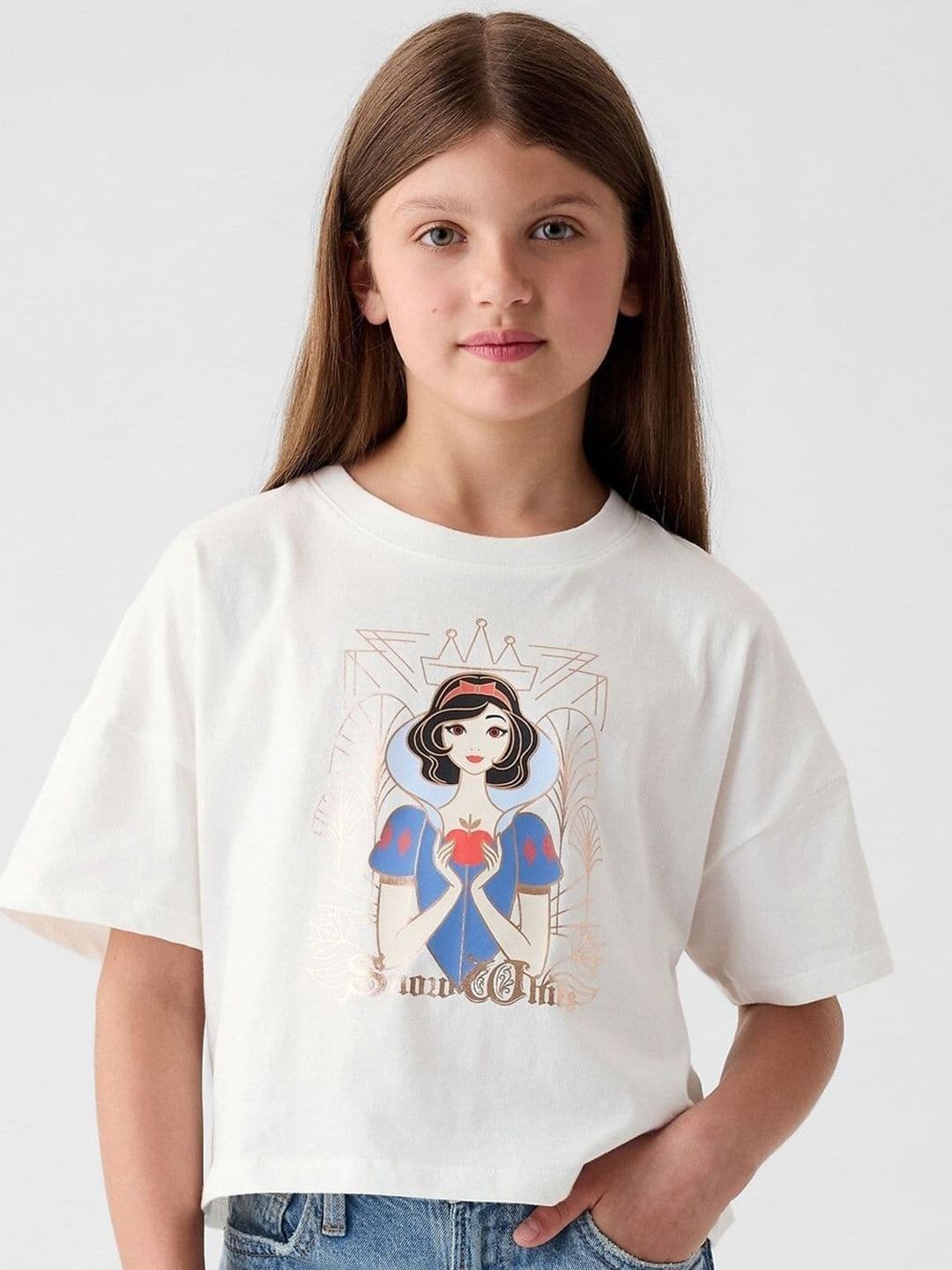 GAP GAP Girls Graphic Print Short-Sleeve Pure Cotton Knitted T-Shirt