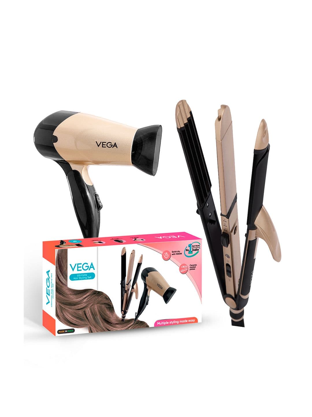 VEGA VEGA Hair Dryer & Straightener Combo- 3 in 1 Hair Styler & Insta Glam Hair Dryer VGGP-10