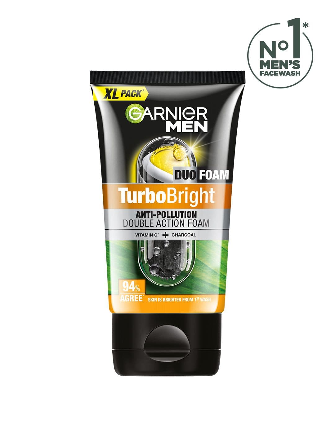 Garnier Garnier Men Turbo Bright Double Action Face Wash with Charcoal and Vitamin C - 150g